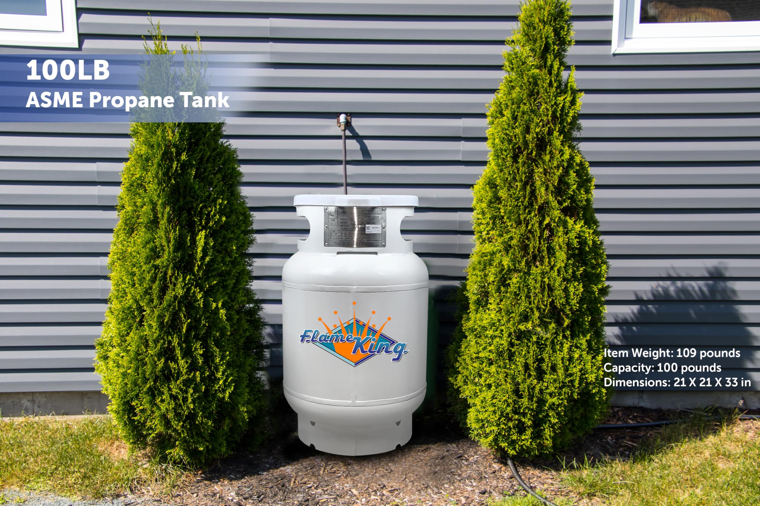 Flame King 100-Pound CYL100ASME ASME Propane Tank, Multi-Valves with Accurate Gas Level Gauge