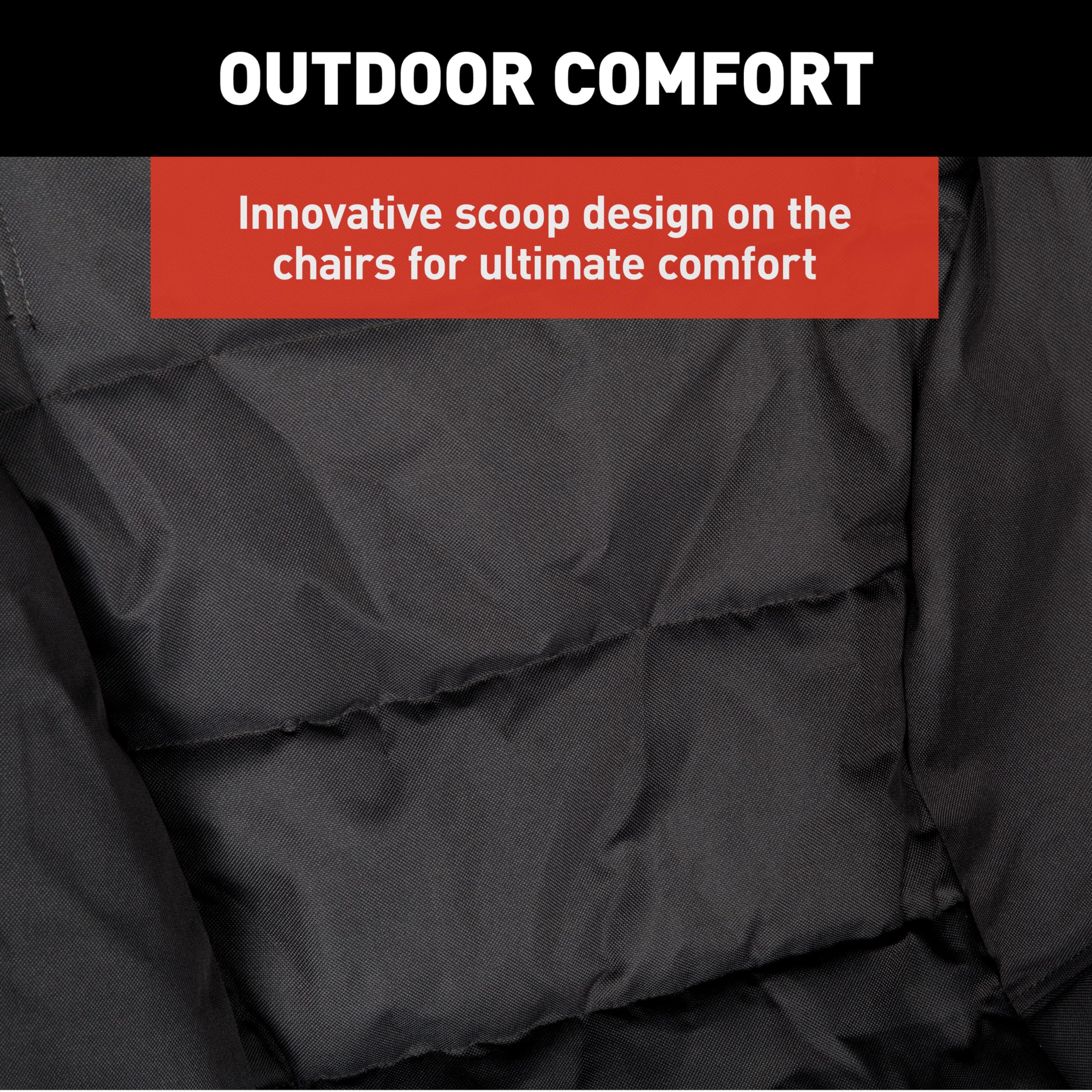 Lippert 3-Piece Baja Overlanding Chair & Table Set, 600-Denier Polyester Folding Chairs, Dual Cupholders, Innovative Scoop for Ultimate Comfort, Fold-up Convenience - 2023053719