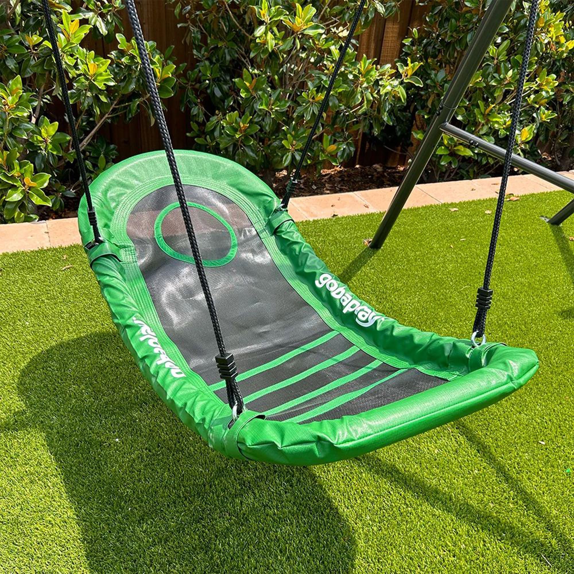 FlyMax Gobaplay Boat Tree Swing, 53" x 25" Outdoor Platform Saucer Seat for Backyard Swing Set, Green - (Swingset Frame Not Included)