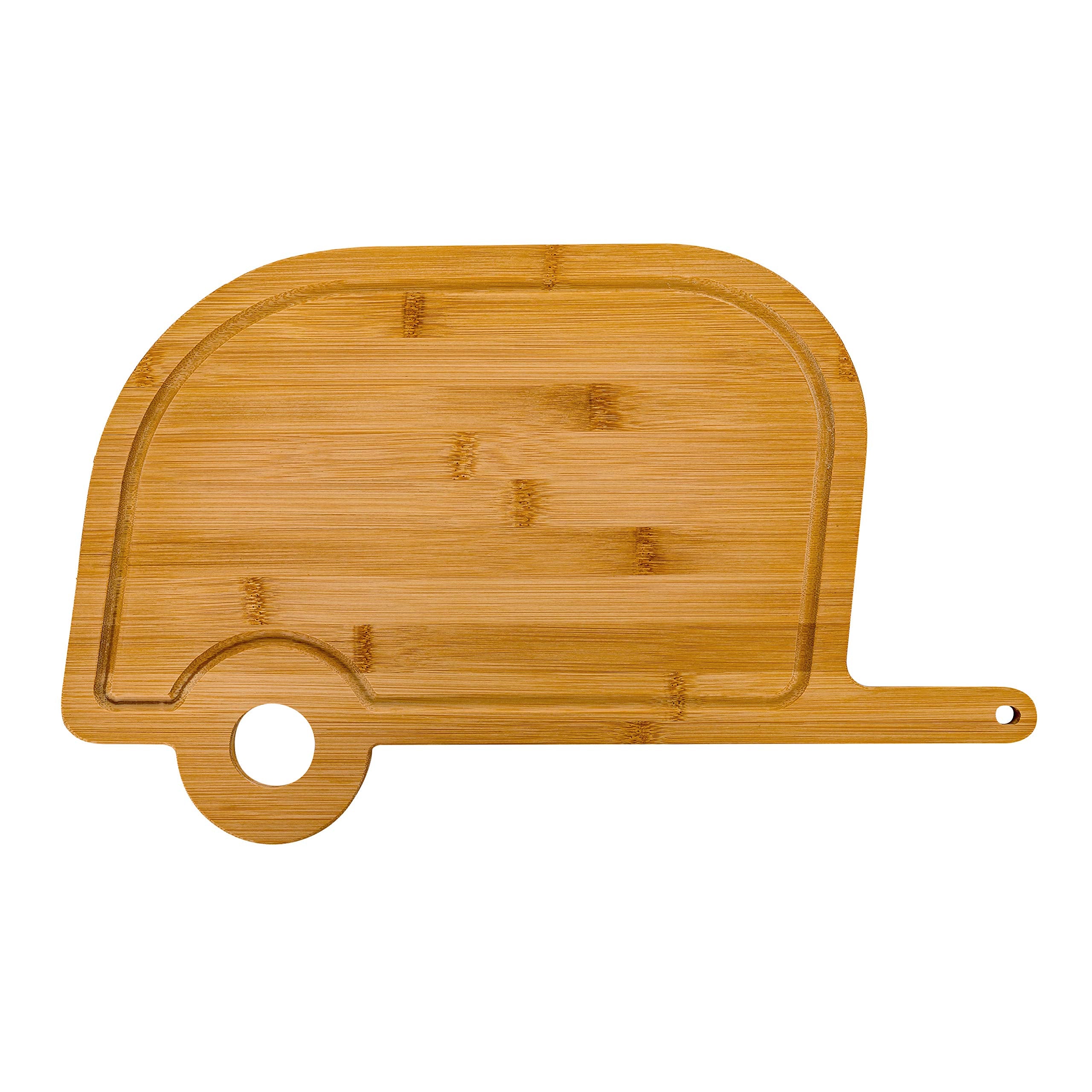 Camco RV Shaped Life is Better at The Campsite Bamboo Wood Cutting Board for Food Prep-Doesn't Dull Knives, Resists Moisture (53089)