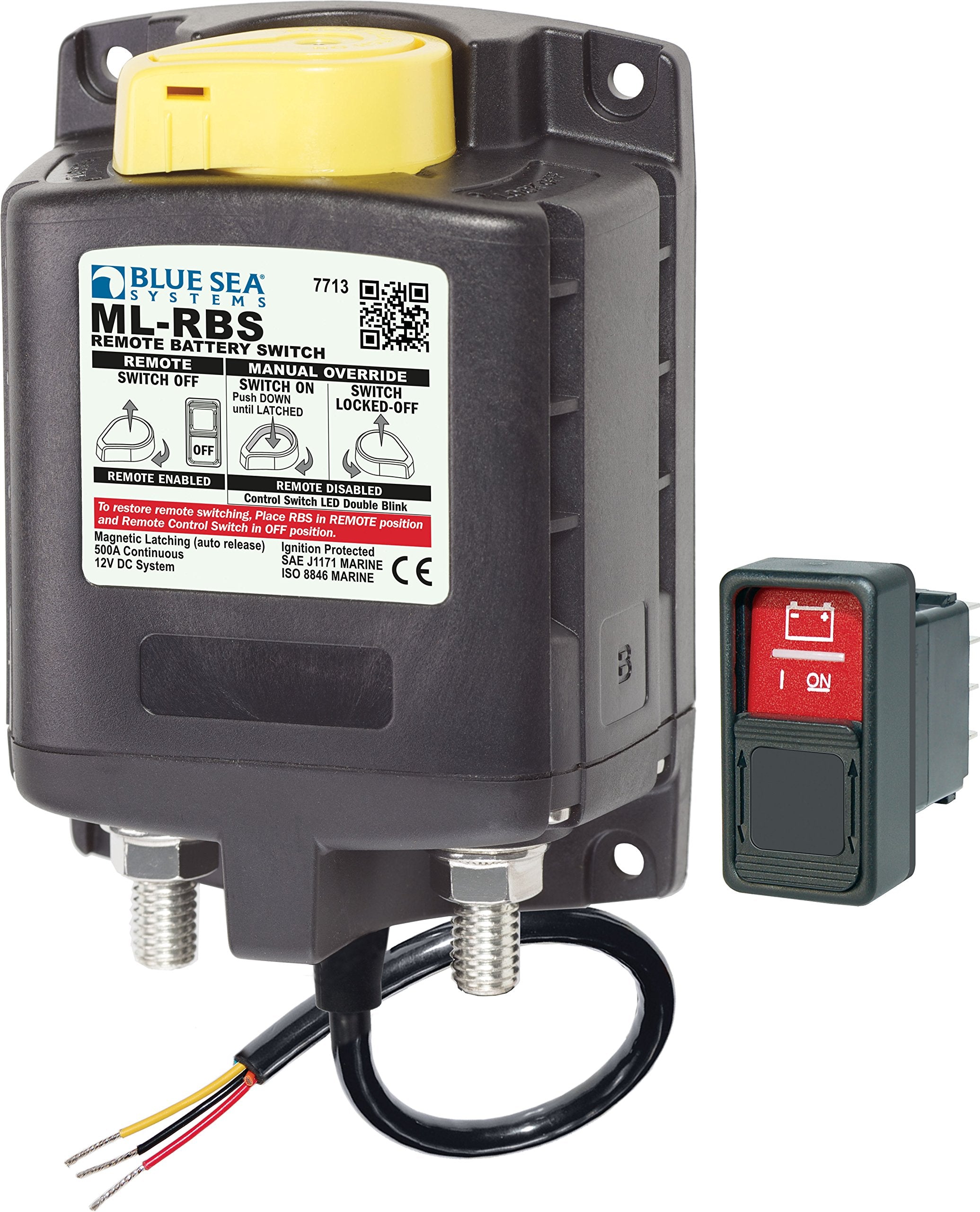 ML-RBS Blue Sea Systems 7713 Remote Battery Switch with Manual Control Auto-Release - 12V