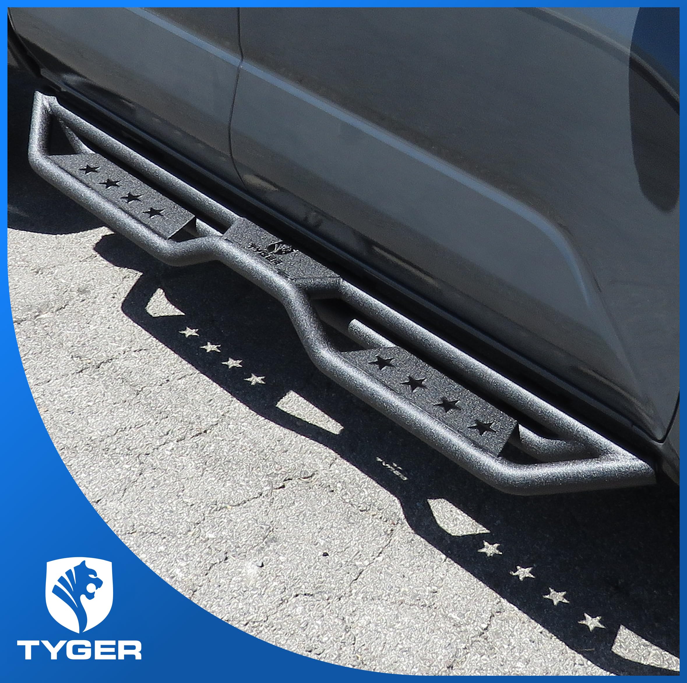 Tyger Auto Running Boards Star Strider Compatible with 2024-2026 Toyota Tacoma (Fits Hybrid) | Double Cab | TG-SR2T74718 | Side Step Rails Nerf Bars