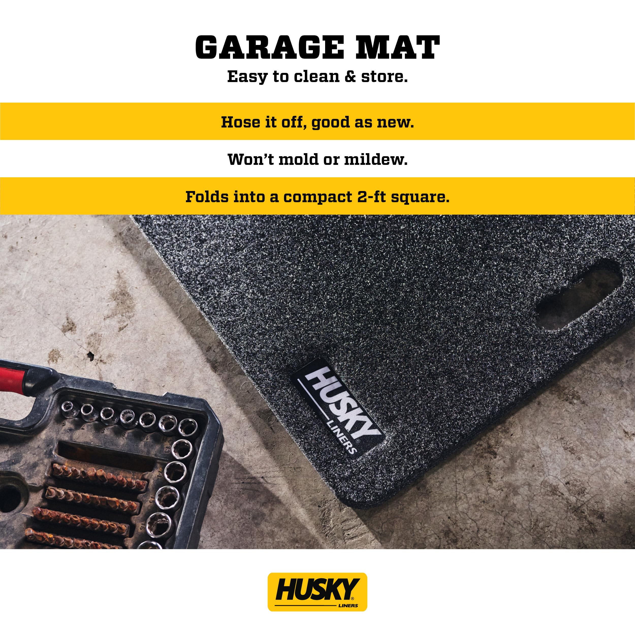 Husky Liners Garage Mat Universal | 2’ X 4’ Foldable & Easy to Store | 1-pc Grey – 11991