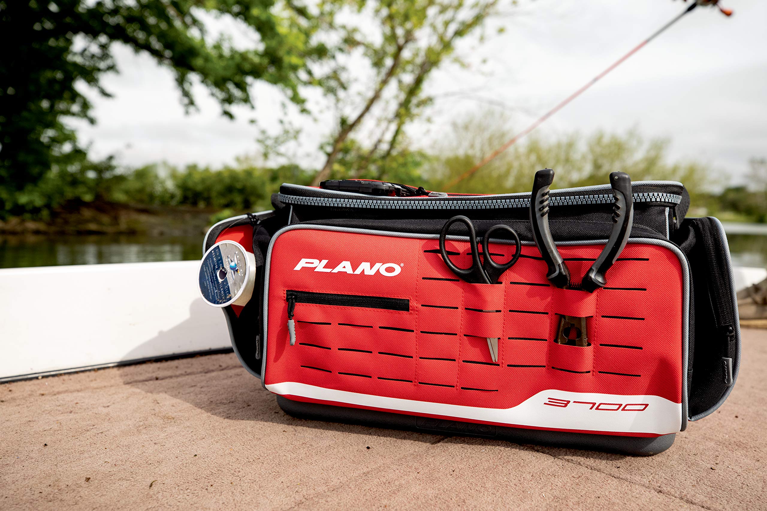 Plano 3700 Weekend Series Deluxe Tackle Case, Large, Red Fabric, Includes 2 Stowaway Utility Storage Boxes, Soft Fishing Tackle Bag, Premium Storage