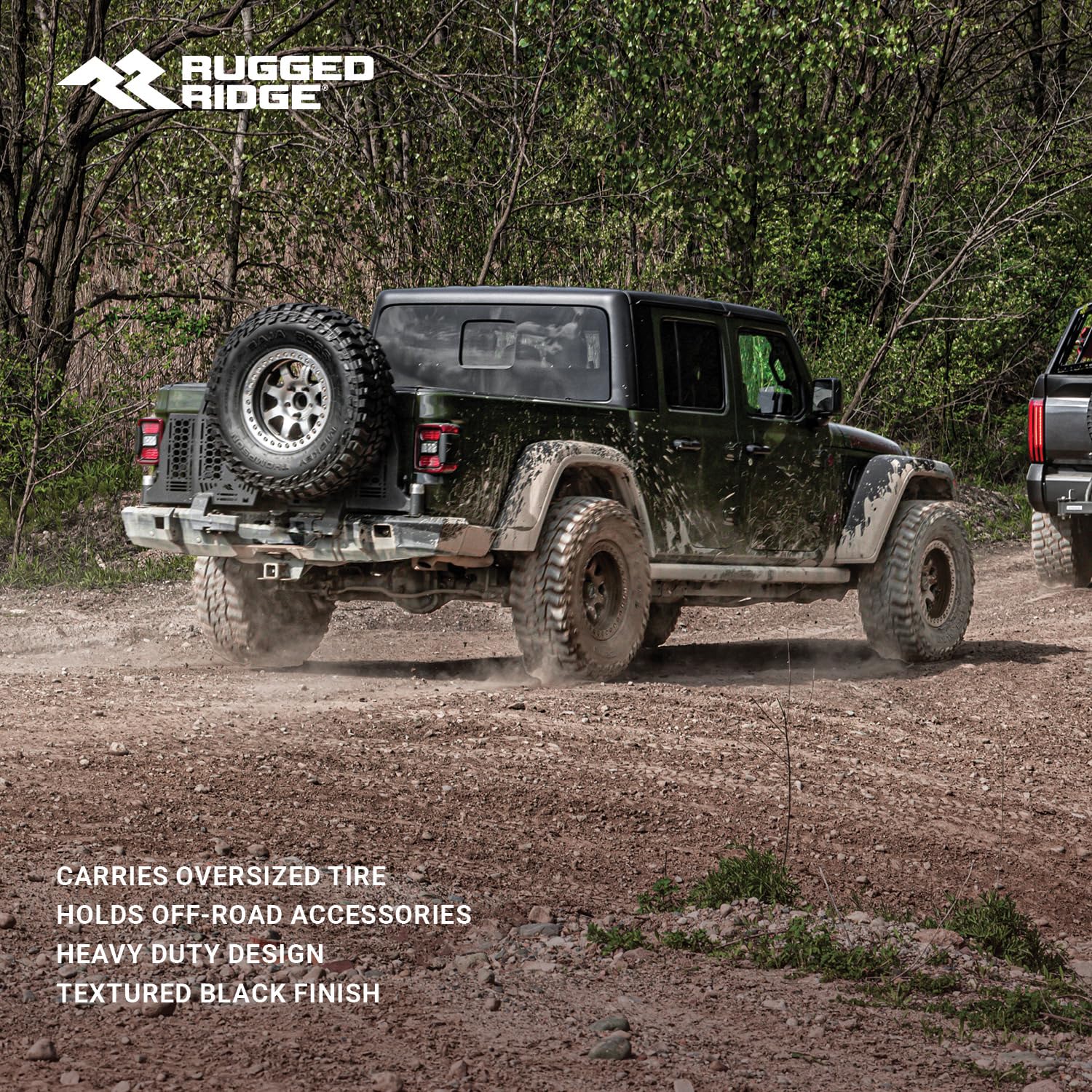 Rugged Ridge Molle Panel WingMate Passenger Side for Jeep Gladiator JT | Heavy Duty, Textured Black, Steel | 11540.44 | Fits 2020-2024 Jeep Gladiator JT w/Rear WingMate Bumper (Part # 11540.38)