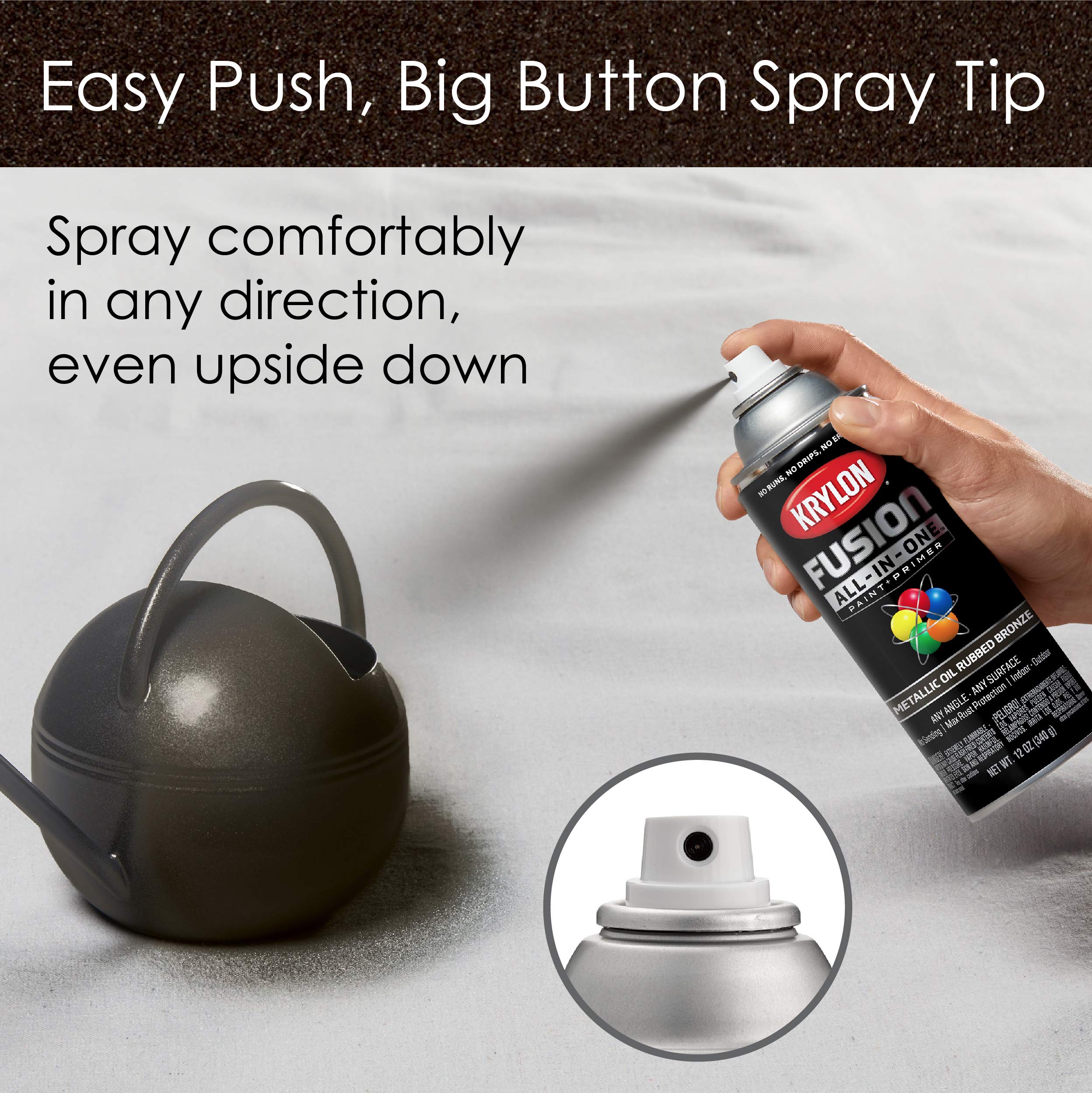 Krylon All-In-One Adhesive Spray Paint for Indoor/Outdoor Use, 12 oz, Oil Rubbed Bronze
