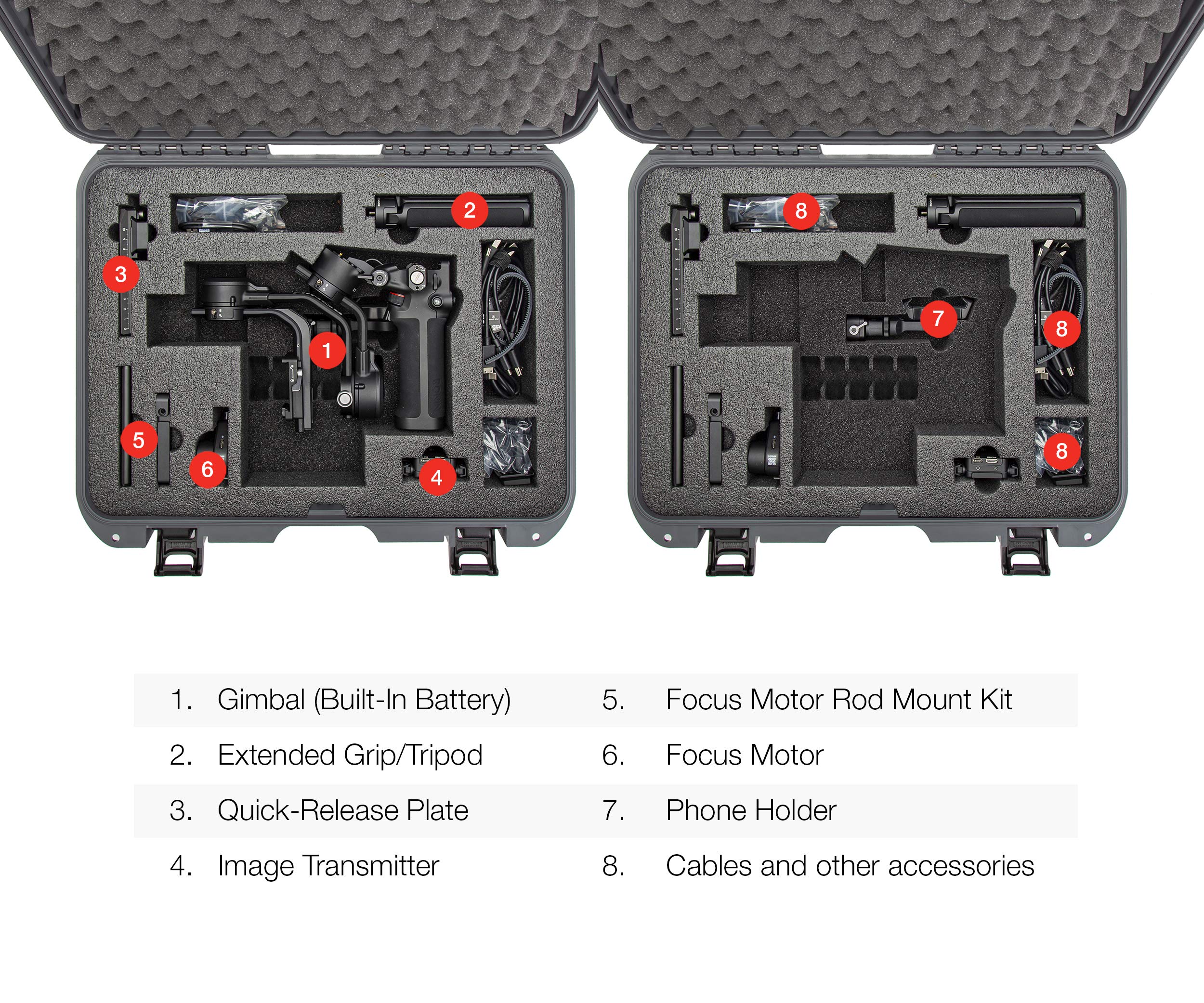 Nanuk Hard Case Waterproof with Foam Insert for DJI Ronin RSC 2 and Pro Combo Version - Graphite