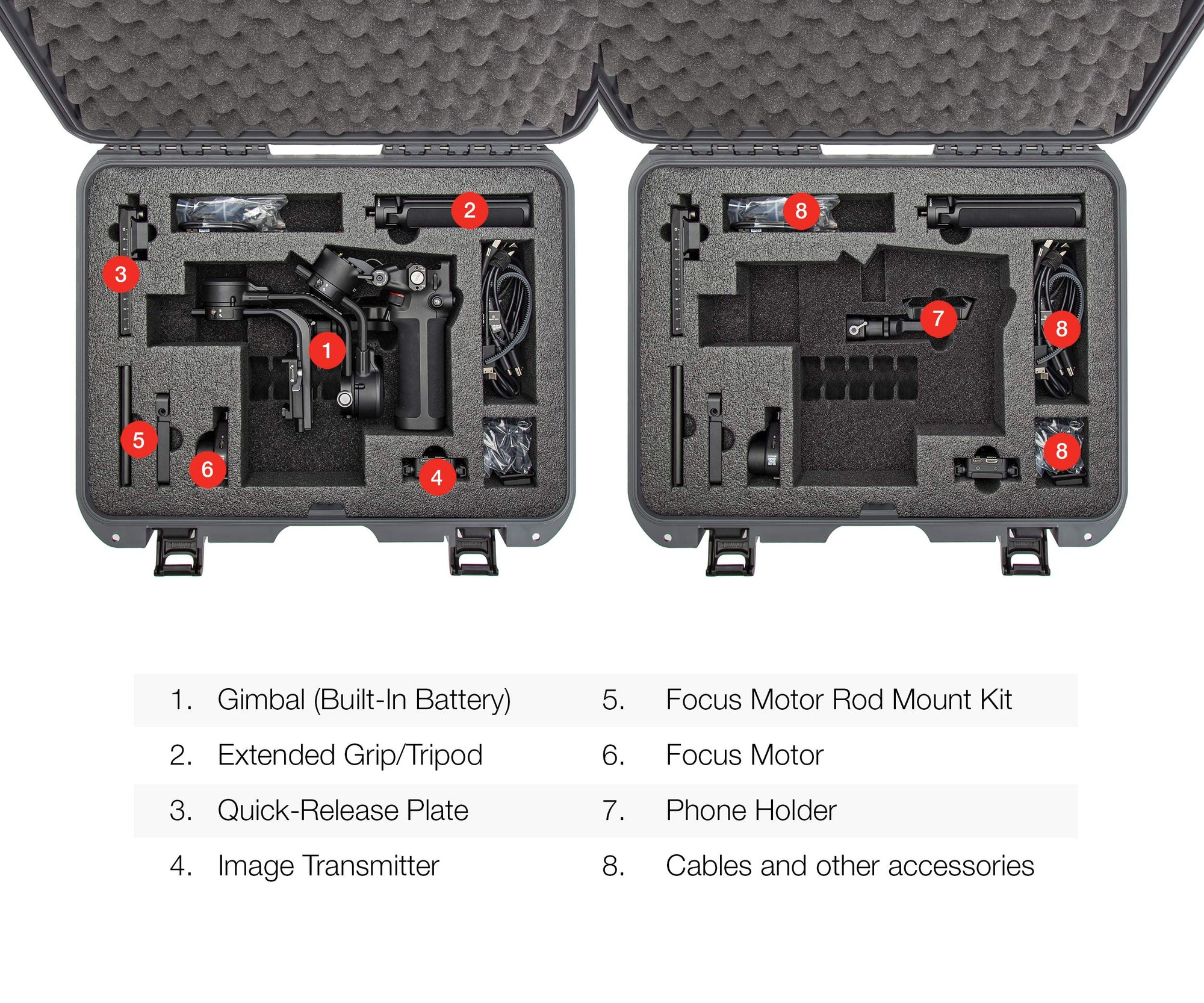 Nanuk Hard Case Waterproof with Foam Insert for DJI Ronin RSC 2 and Pro Combo Version - Graphite
