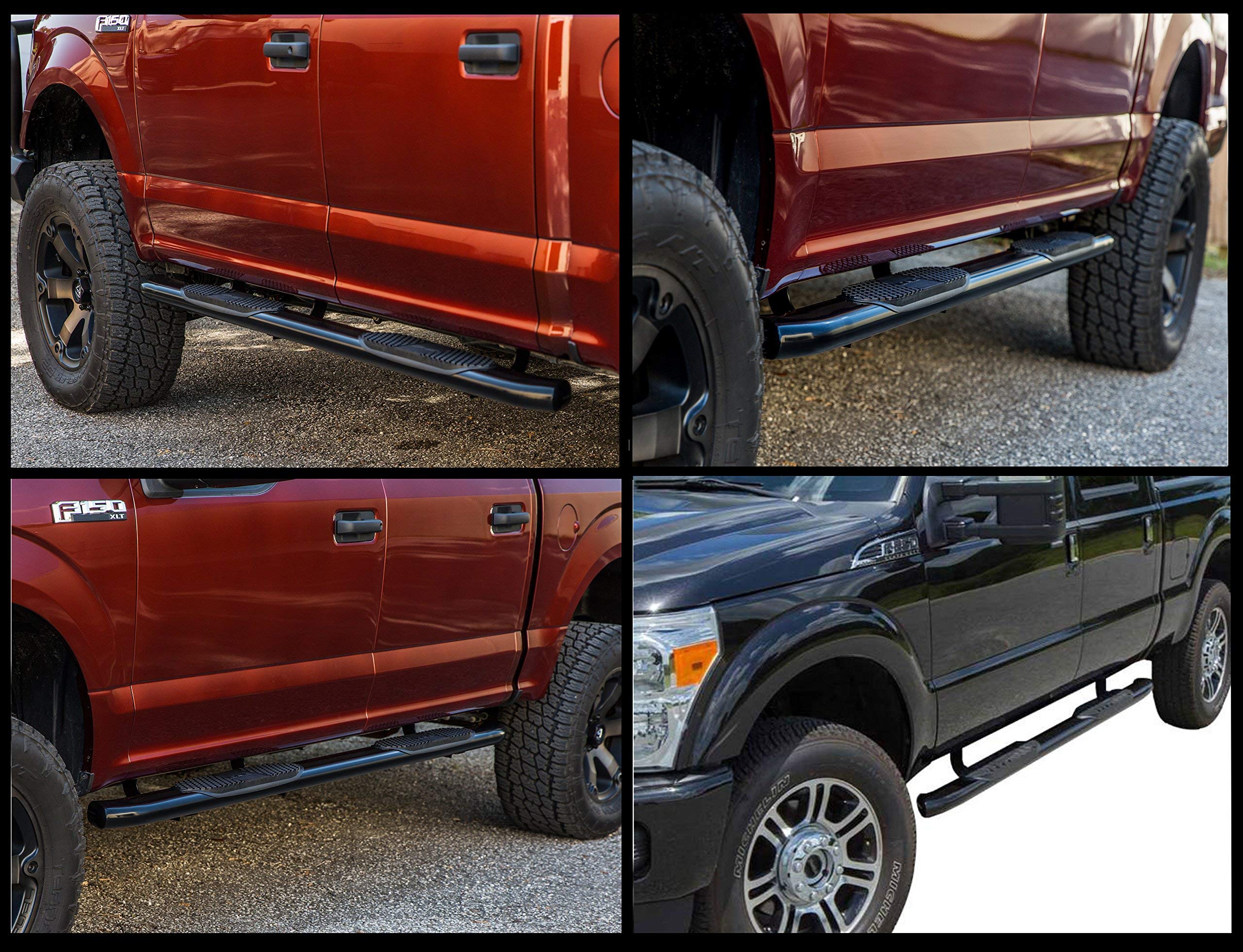5" Ionic Black Steel Curved Nerf Bars (fits) 2019-Up Dodge Ram 1500 Quad Cab Only Truck Side Steps (423809BP) (6- Lug/New Body Style ONLY)