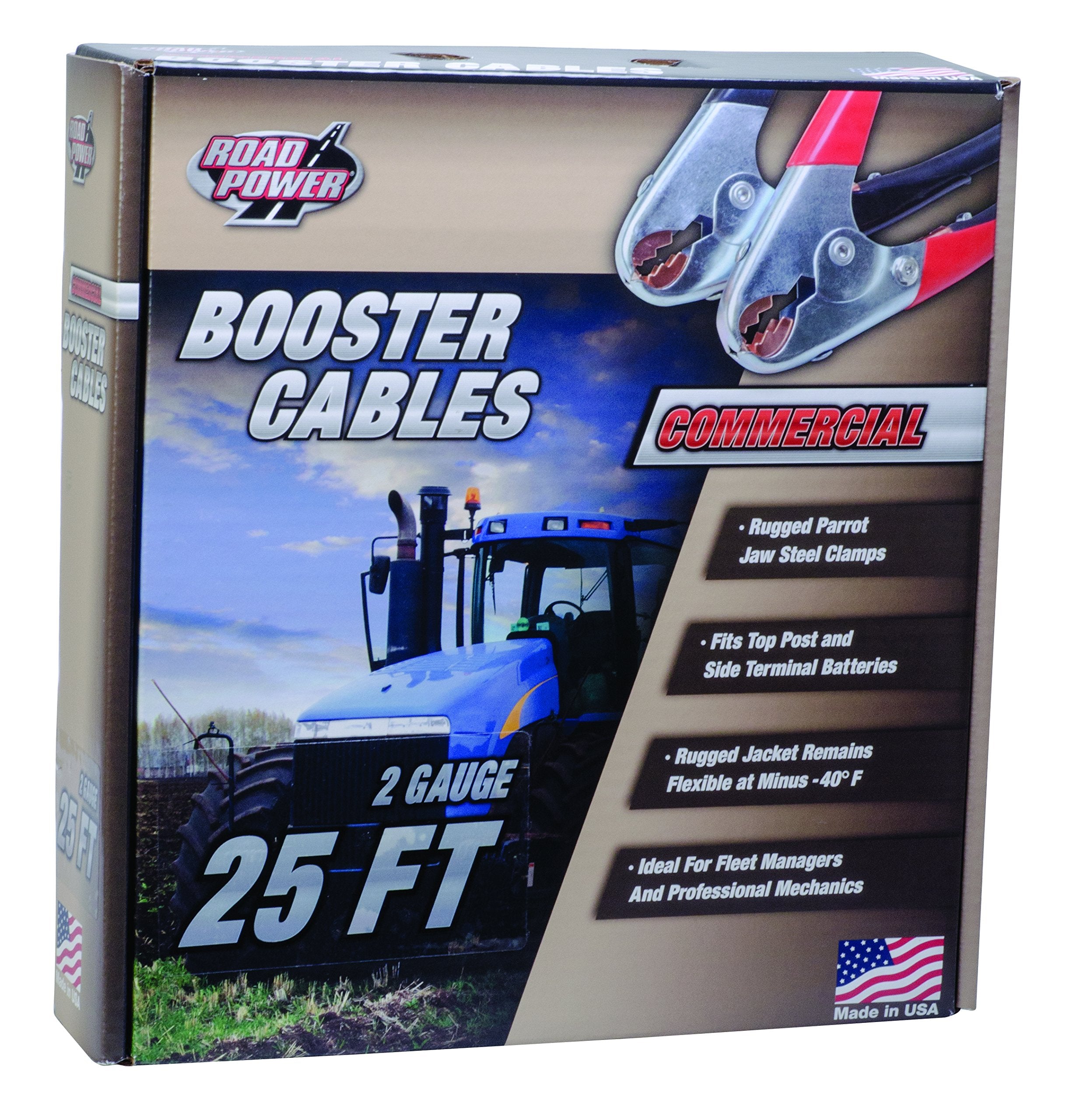 2-Gauge Road Power 88620108 25-Feet Commercial-Duty Booster Cable Car Battery Jumper Cable