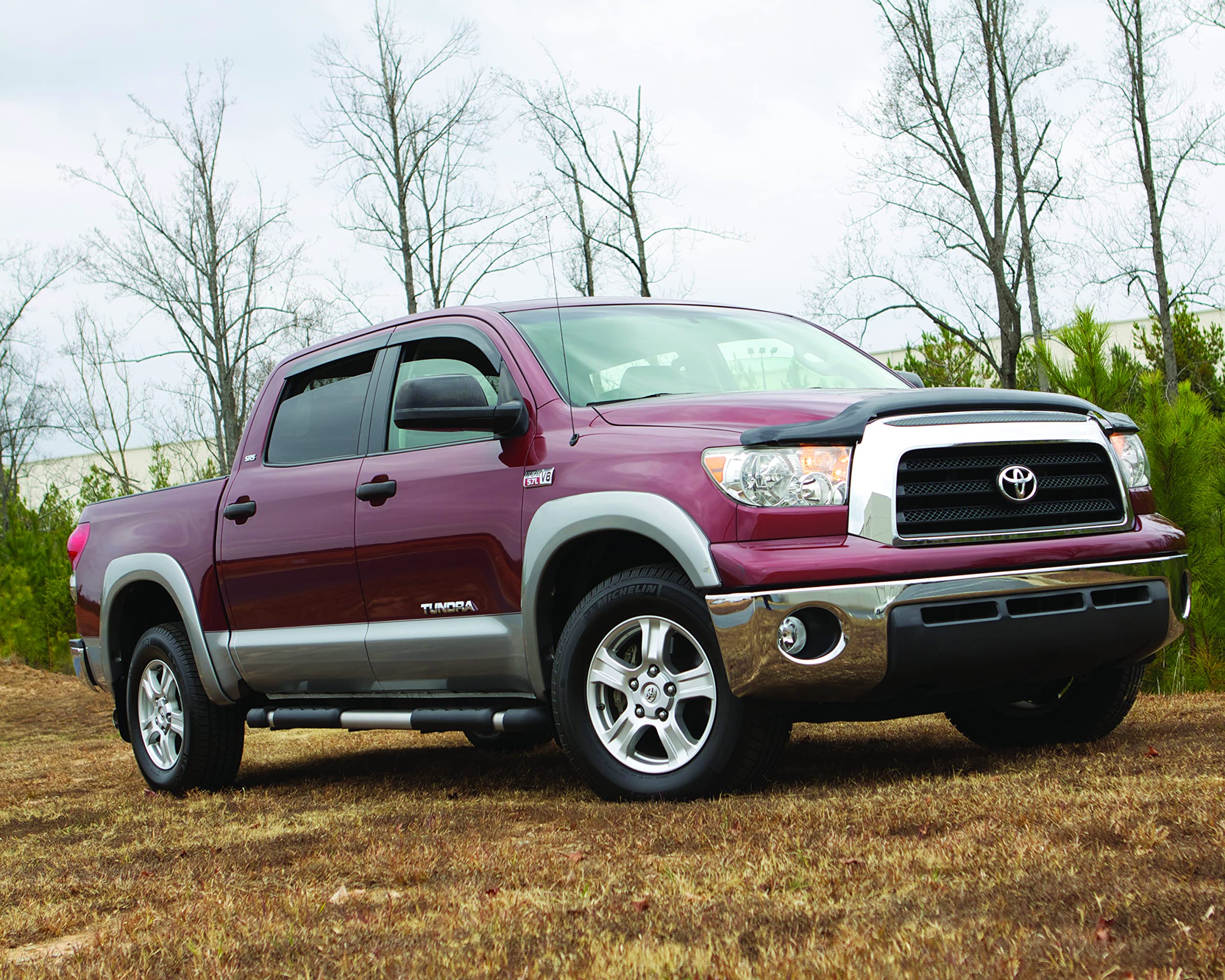Chrome Hood Shield / Protector Auto Ventshade [AVS] | Fits 2007 - 2013 Toyota Tundra, 2008 - 2020 Sequoia | Medium Profile Bug Deflector - 1 pc., Chrome | 680544