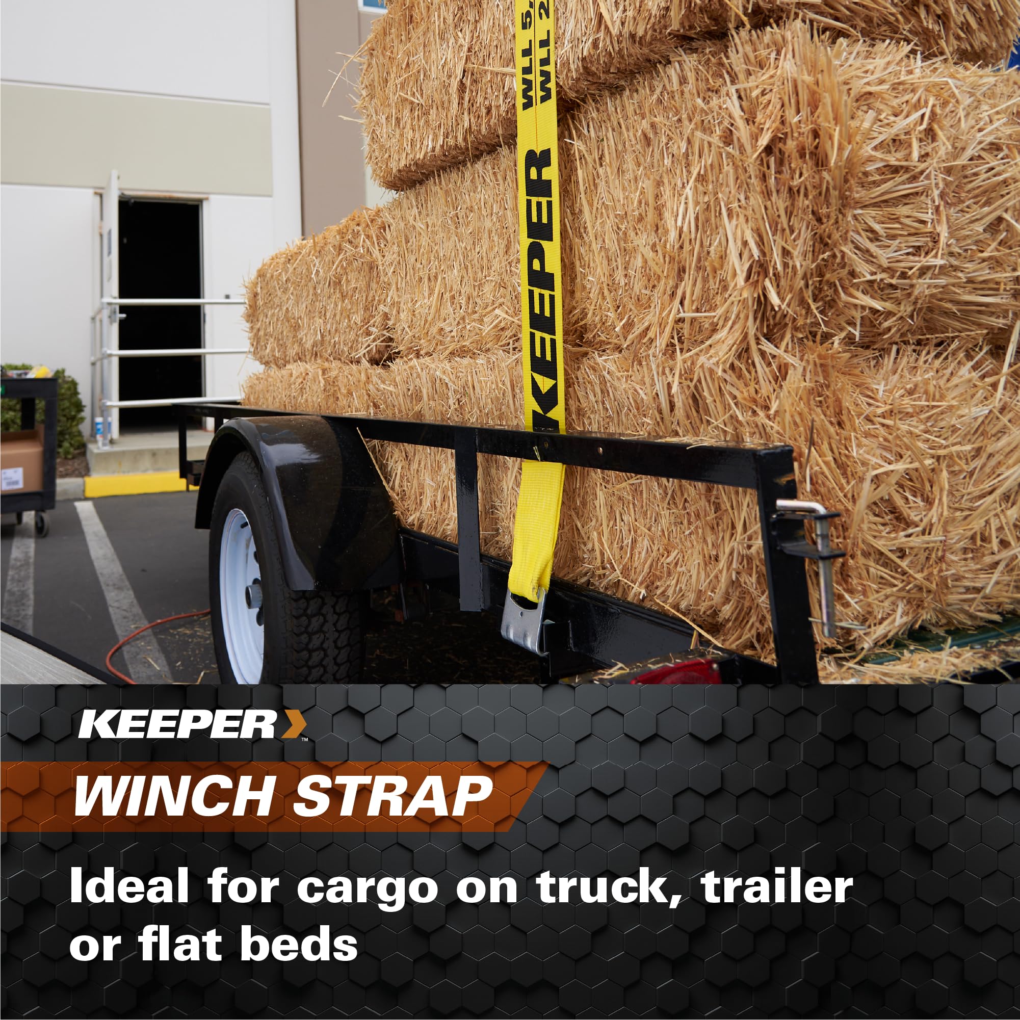 4" x 40’ Winch Strap Keeper With Flat Hook - 5,000 lbs. Working Load Limit And 15,000 lbs. Break Strength