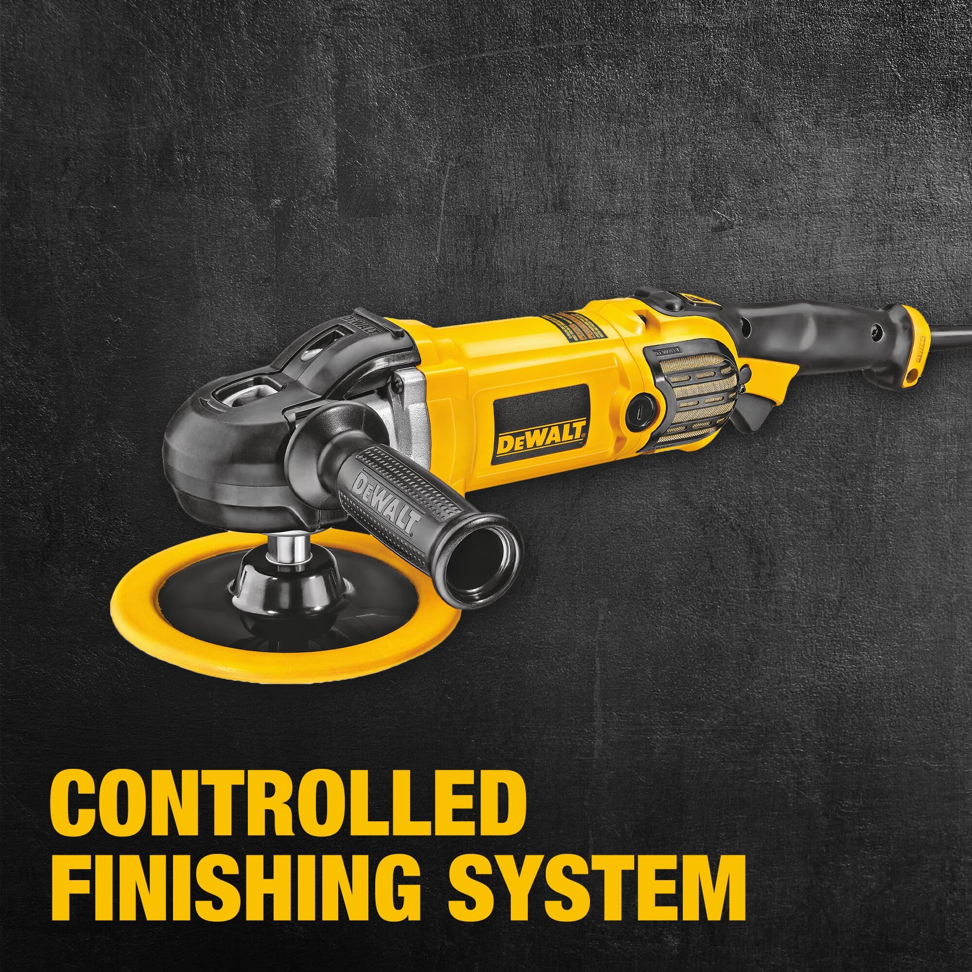 DEWALT 7-in-9-in Buffer Polisher, 12 amp, Variable Speed Dial 0-3,500 RPM’s, Soft Start Corded Car Buffer (DWP849X)