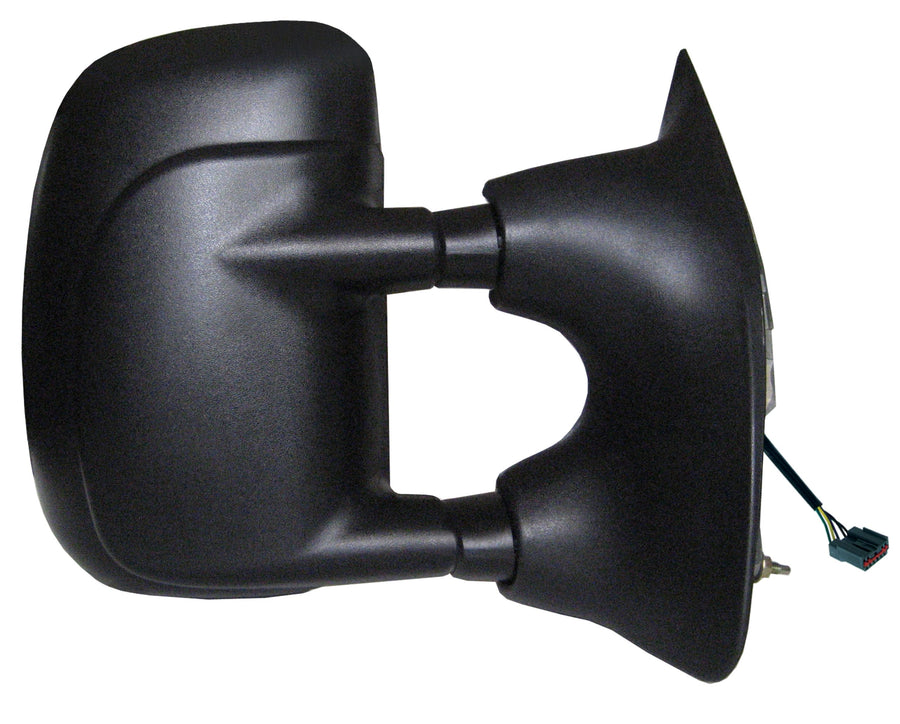 K Source Extendable Passenger Side Towing Mirror for 2000-2005 E Series, 2001-2007 F Series, Textured Black, Power, Adjustable, Dual Lens, Convex Mirror, Foldaway