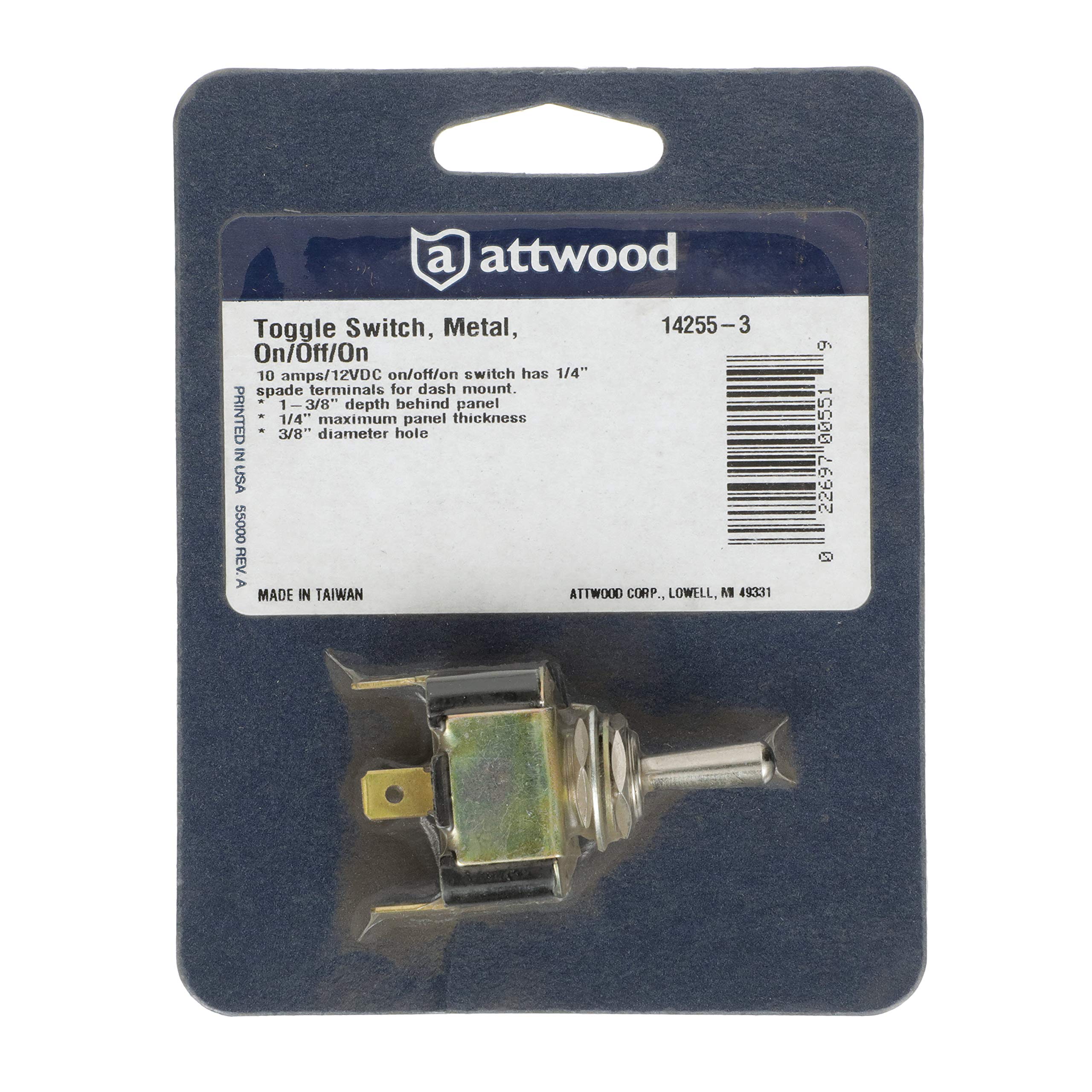 On/Off/On Attwood Toggle Switch with Metal Handle 14255-3