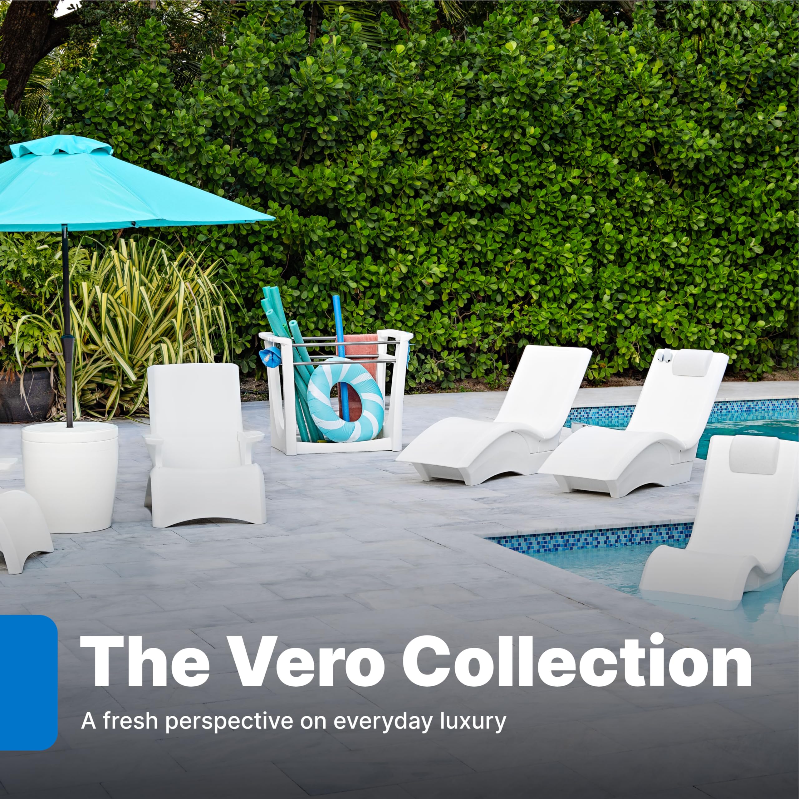 Step2 Pool Lounger Vero Accessories, Poolside Pillow, Cup Holder, Phone Holder, Compatible with Vero Collection, Waterproof, Indoor/Outdoor Use, Made of Durable Plastic, Gray