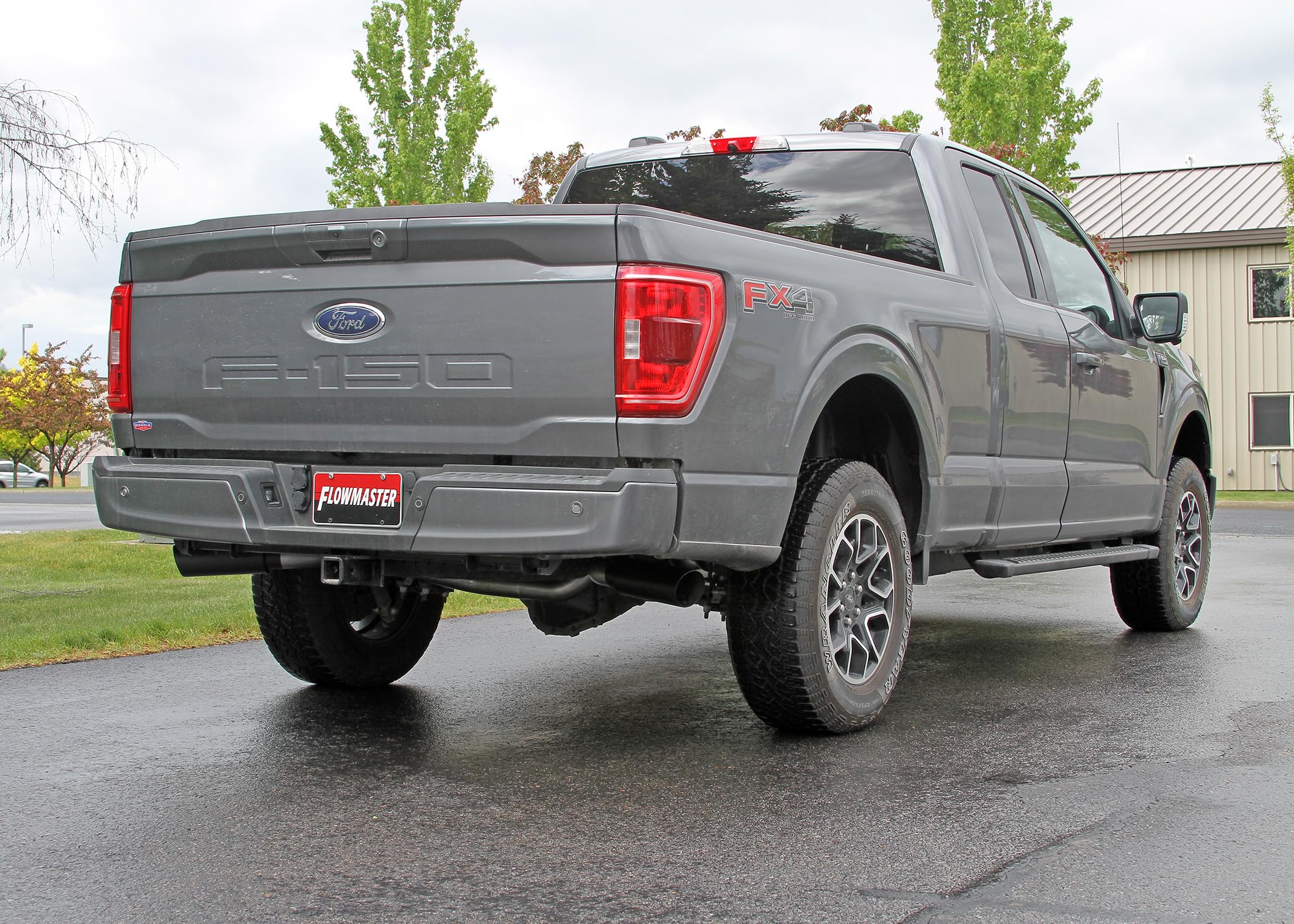 Outlaw Flowmaster 817981 Cat-Back Exhaust Kit 3 Inch 409 Stainless Steel Dual Exit 4 Inch Black Ceramic Coated 304 Stainless Steel Tips Compatible with 2021-2024 Ford F-150 2.7L 3.5L 5.0L