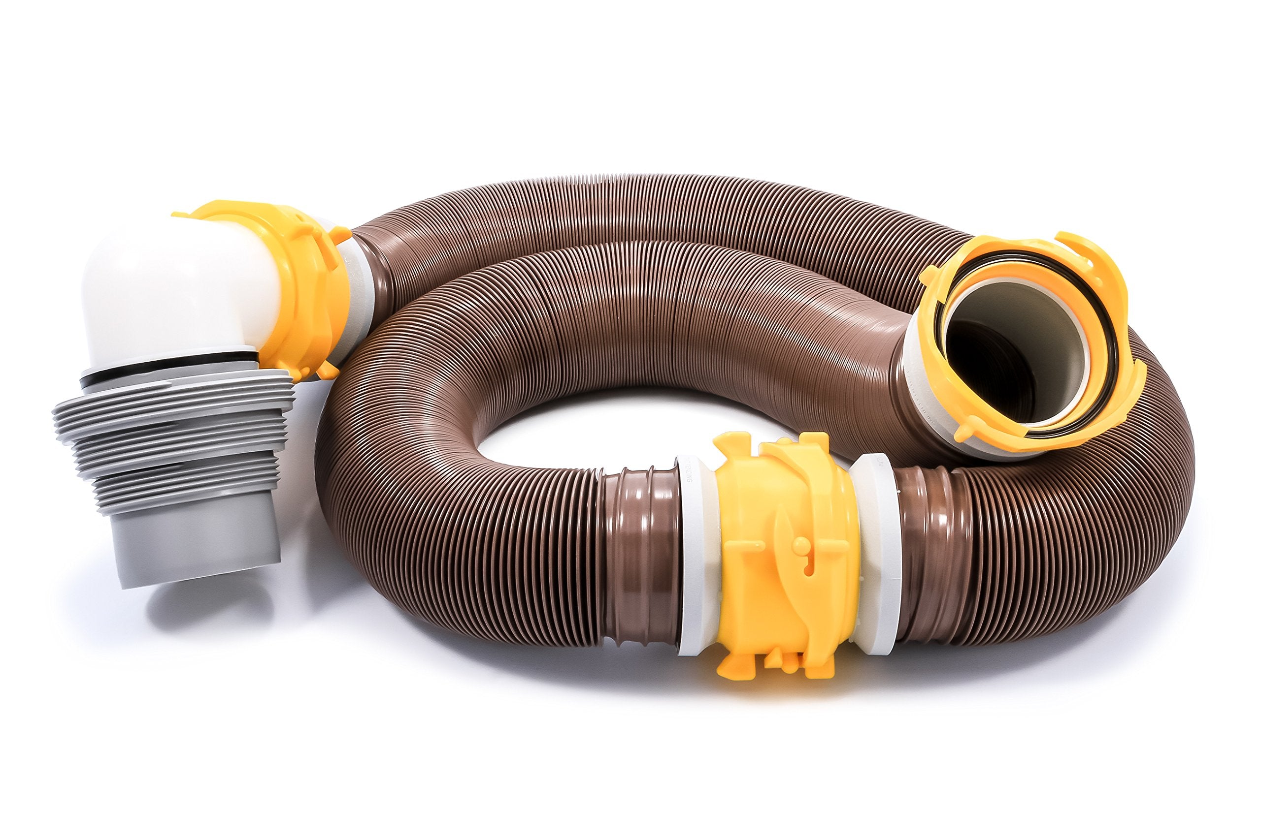 Revolution Camco 20' Sewer Hose Kit with 360 Degree Swivel Fittings and 4-in-1 Elbow Adapter, Ready to Use Kit with Hose and Adapter