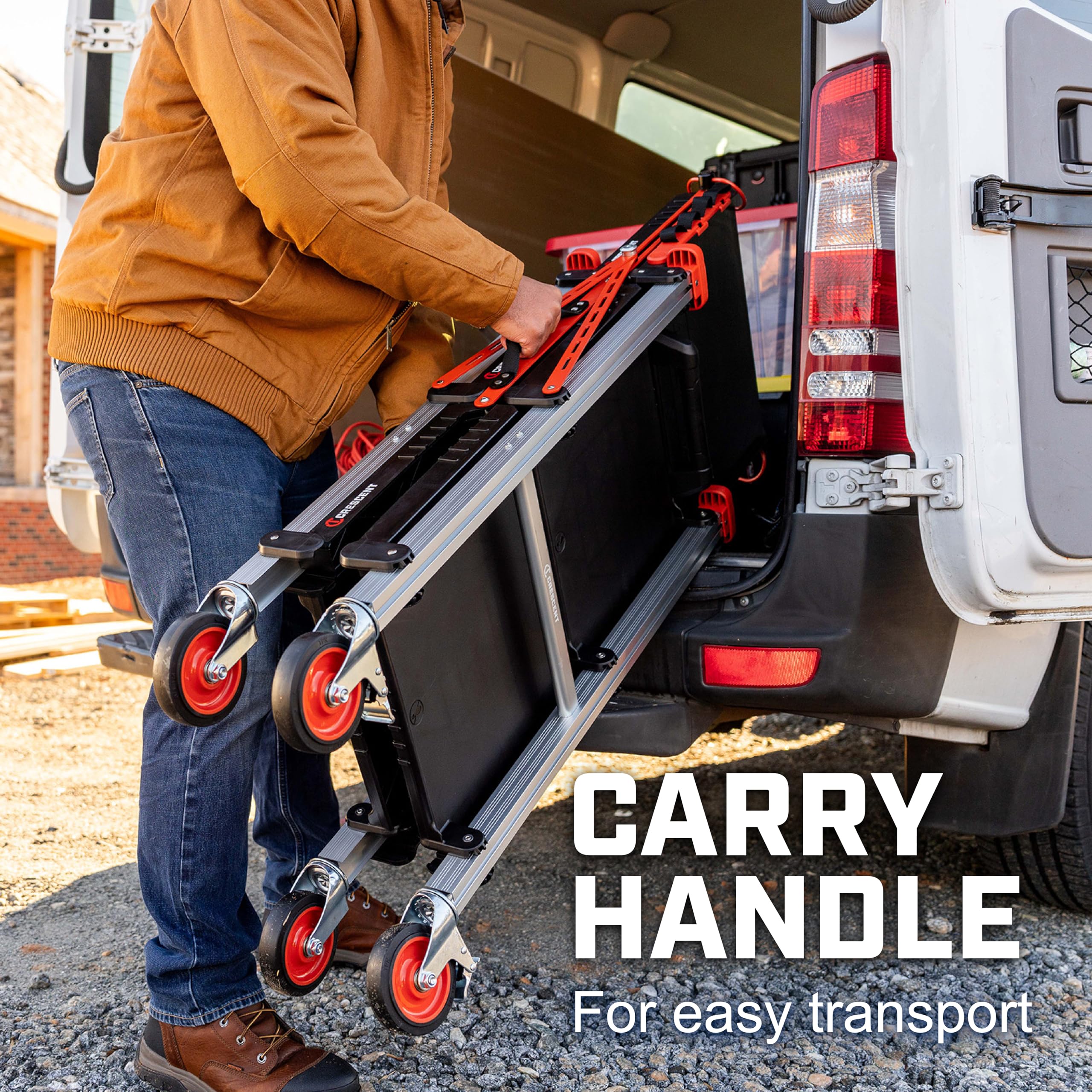3 Shelf Crescent SITERUNNER Heavy Duty Folding Jobsite Cart - 300-lb Capacity, F3SCBL