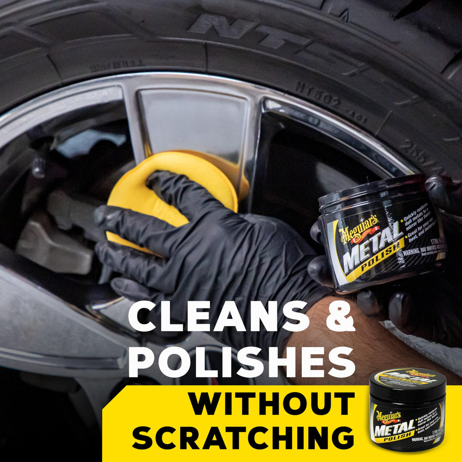 Meguiar's G211606 Metal Polish, Safe for All Uncoated Metals, for a Quick and Easy Clean Removes Stains and Swirls, Restores Shine, Pairs Well with Our Wheel Polisher Tool, 6 Oz