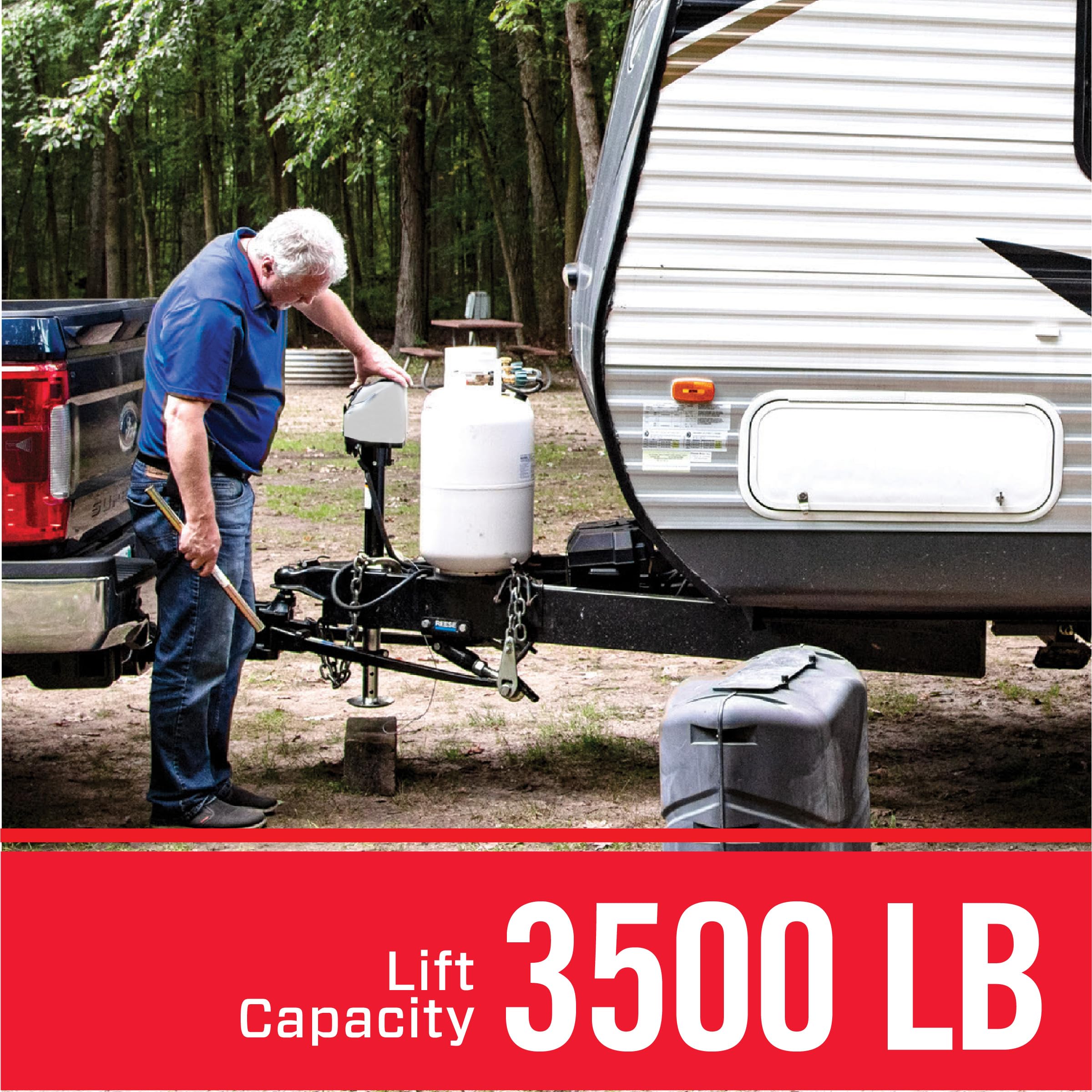 500188 Bulldog White A-Frame Jack with Powered Drive, 3,500 lbs.
