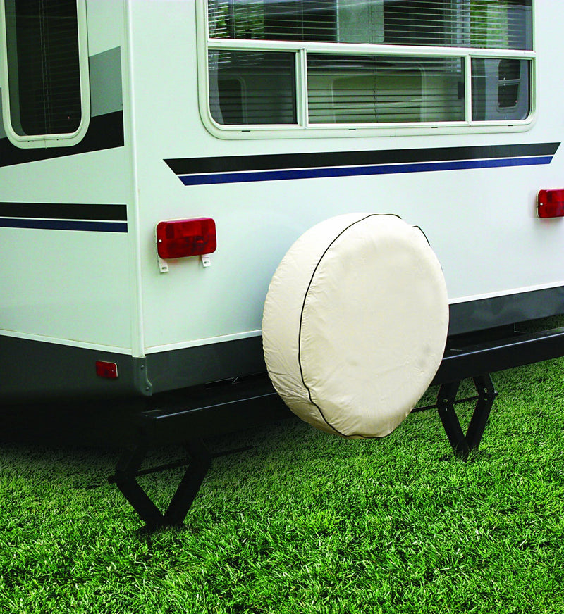 Camco Spare Tire Cover/RV Camper | Crafted of Heavy-Duty Vinyl & Features Heavy Nylon Thread for Weatherproof Seams | Fits 31.25" Wheels | Beige (45352)