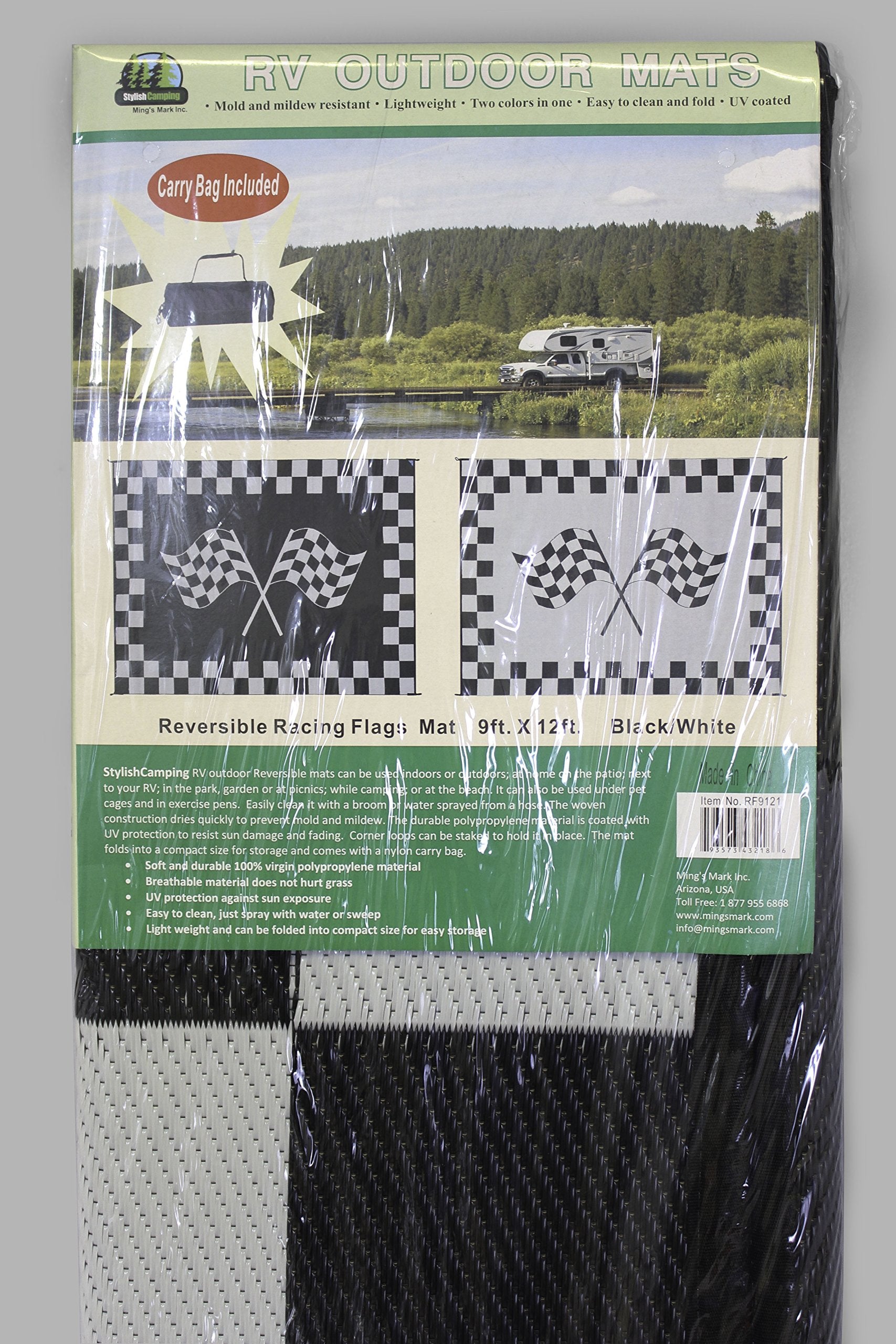 Ming's Mark Stylish Camping RF-9121 9" X 12" Racing Flag Mat