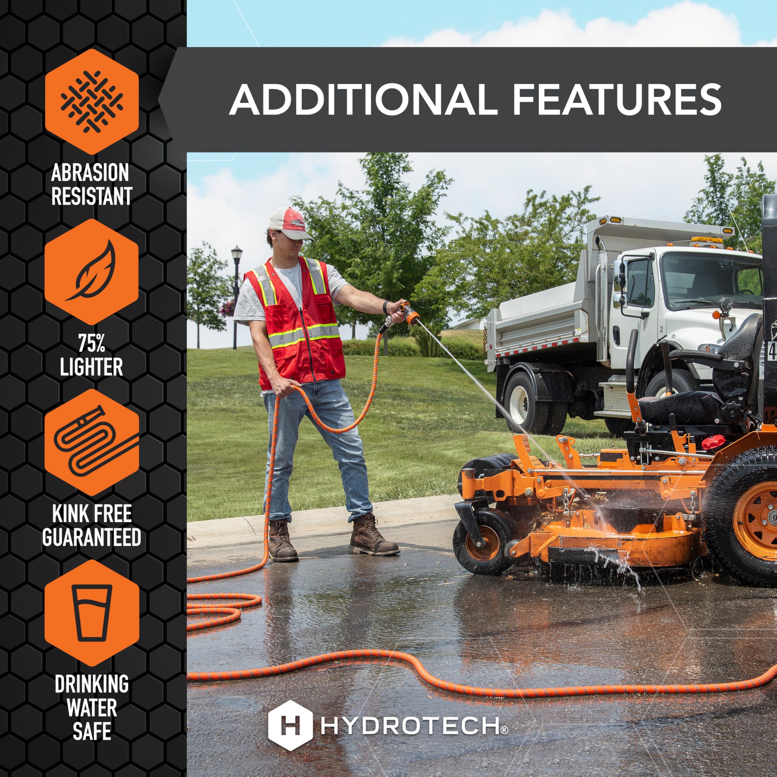75 ft HydroTech Expandable Garden Hose - Pro Series, 2x Max Flow, 3/4" No-Kink Flexibility, Lightweight Hose for Lawn, Garden, Car Washing, Deck and Patio Cleaning