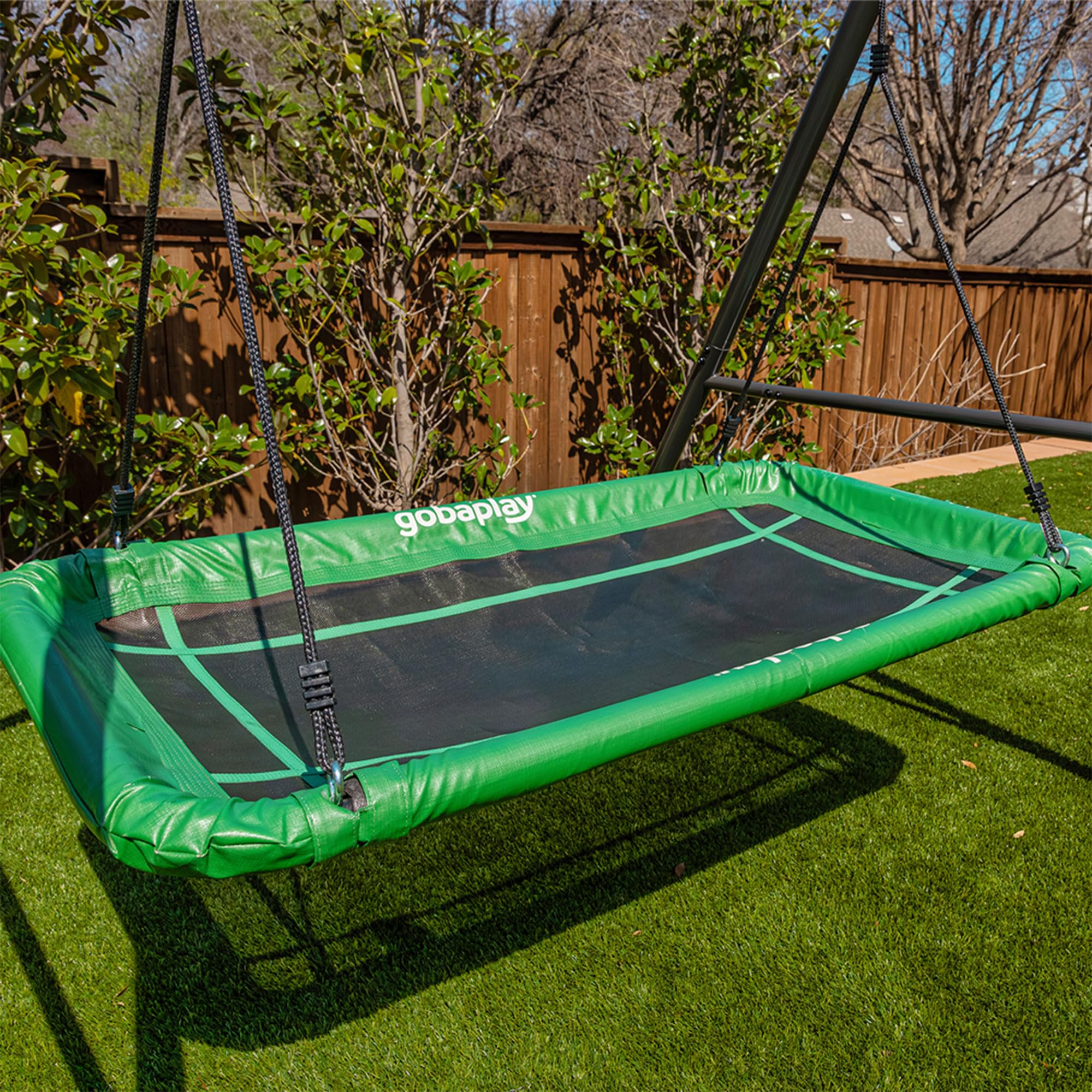 FlyMax Rectangle Tree Swing gobaplay, 46" x 25" Outdoor Platform Saucer Seat for Backyard Swing Set, Green - (Swingset Frame Not Included)