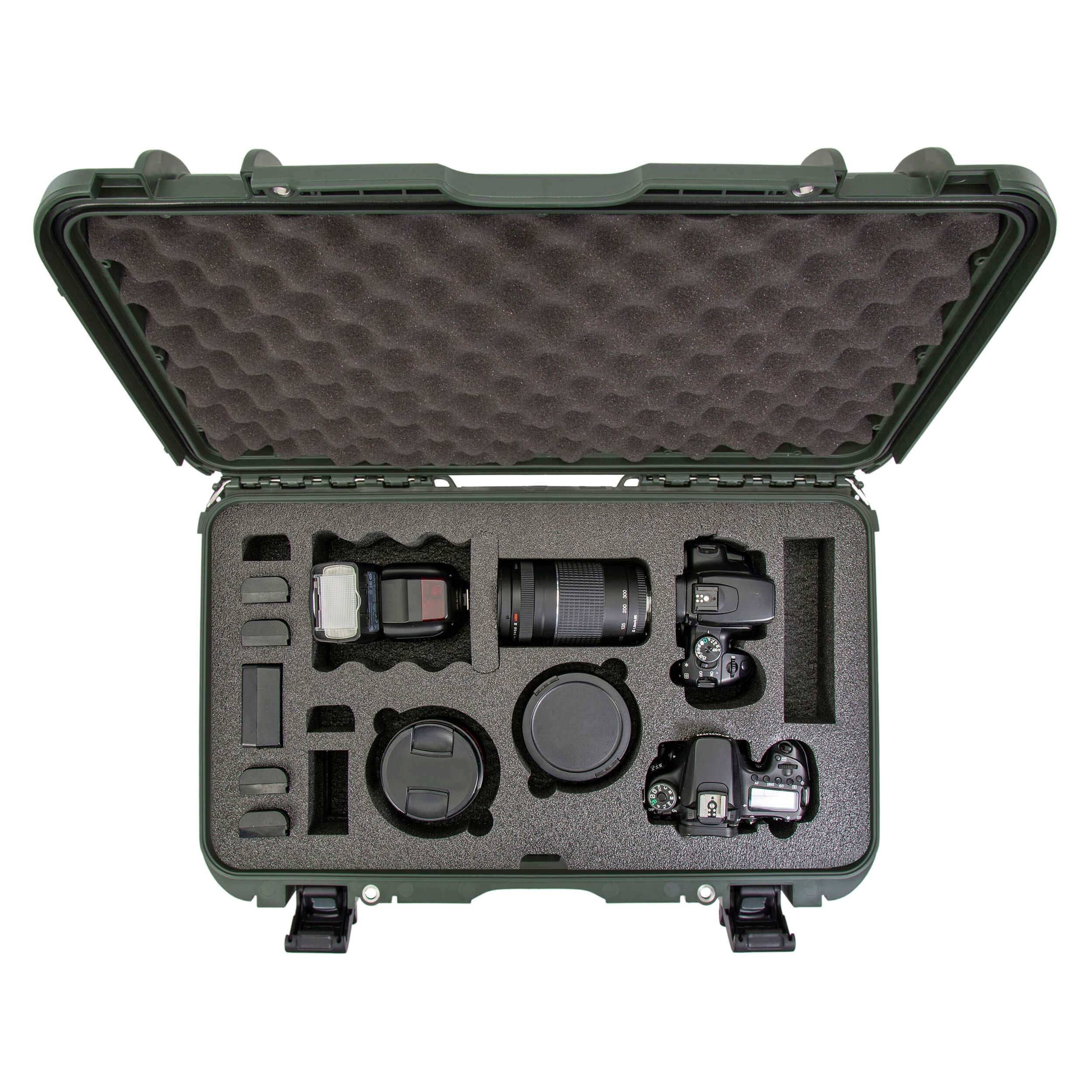 Waterproof Nanuk 935 Hard Case with Foam Insert for Canon, Nikon - 2 DSLR Body and Lens/Lenses - Olive