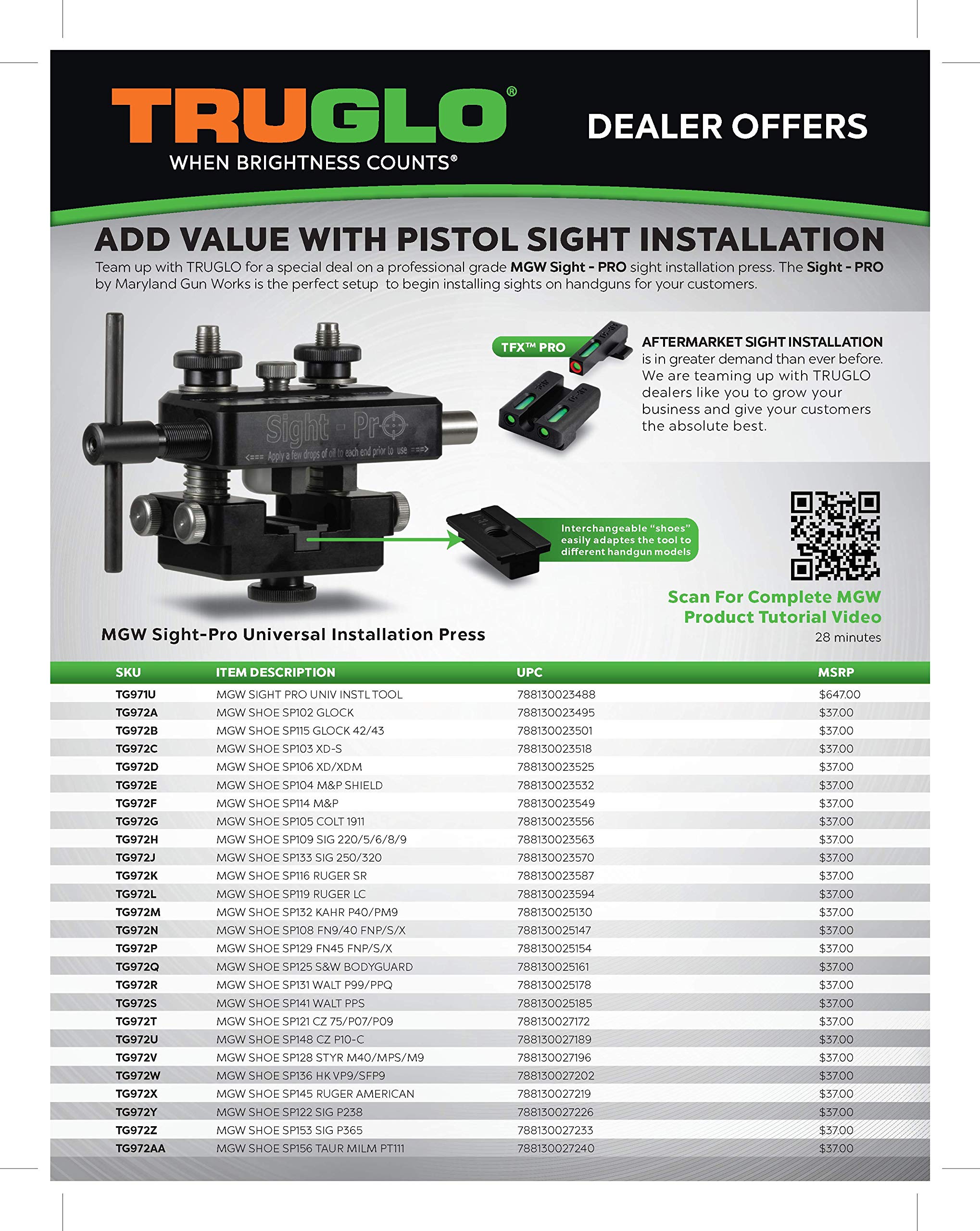 MGW Shoe Clamp for TruGlo MGW Sight Pro Universal Tool, SP156 (Taurus Milleniumm PT111)
