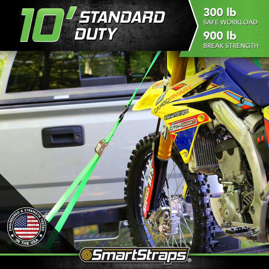 10-Foot SmartStraps Cambuckle (4pk) 900 lbs Break Strength, 300 lbs Safe Work Load– Tie Down Fragile and Lighter Loads for Transport – Offers More Security Than Rope