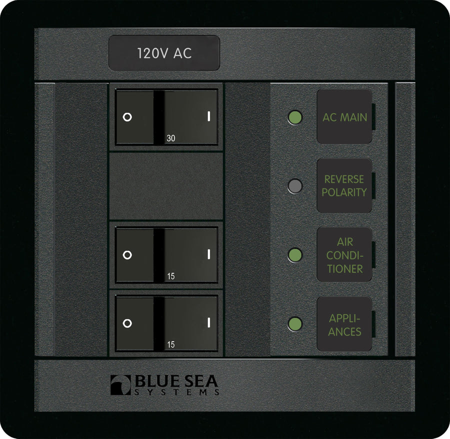 Blue Sea Systems 120 Volt AC Main + 2 Positions, Black 1214