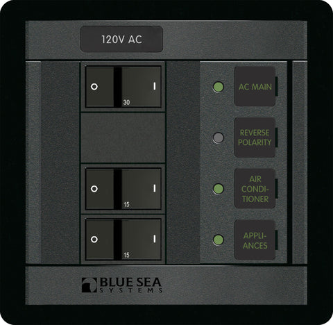 Blue Sea Systems 120 Volt AC Main + 2 Positions, Black 1214