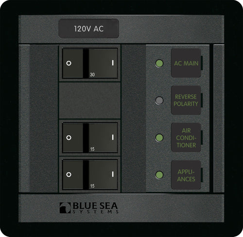 Blue Sea Systems 120 Volt AC Main + 2 Positions, Black 1214