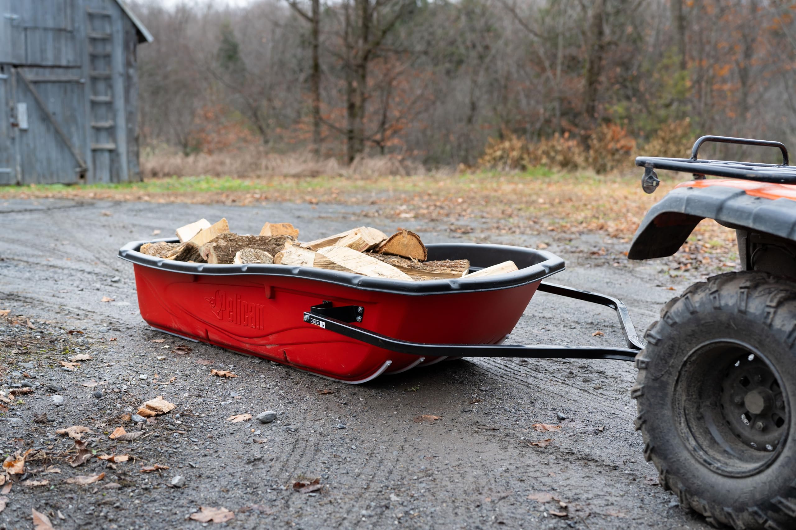 Trek Sport 82 Utility Sled - Pelican Comes with Set of Runners, Tow Hitch & a Travel Cover, RED/Black, Large