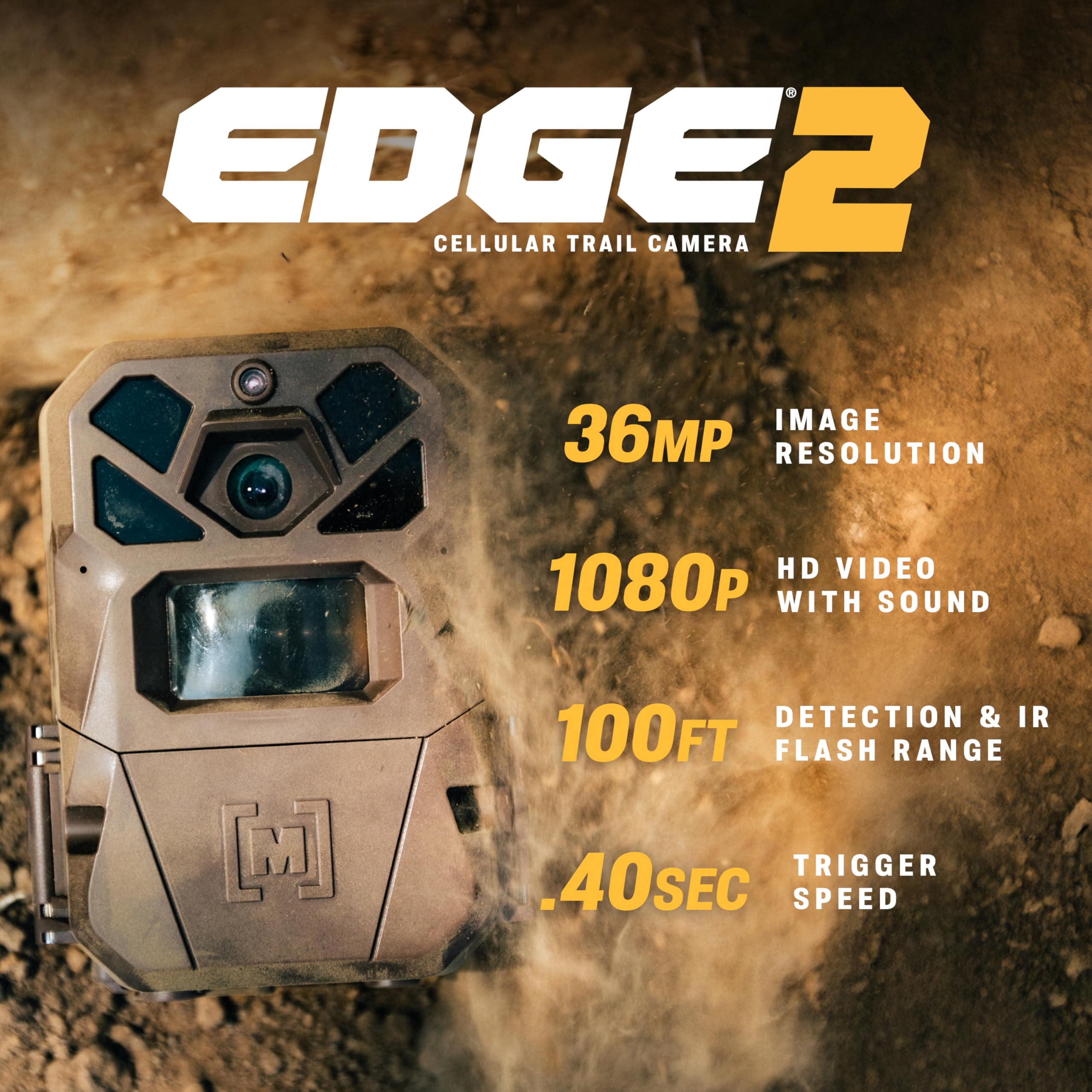 Moultrie 2 Edge Cellular Trail Camera - Auto Connect Nationwide 4G LTE - On Demand 36MP Photo - 1080P Video with HD Audio - 100 Ft Detection Range - Low Glow Flash