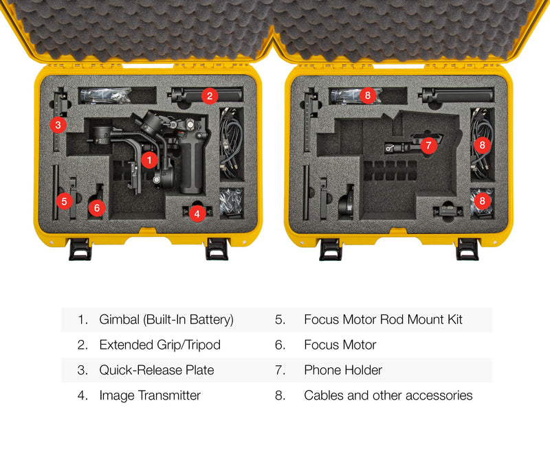 Waterproof Nanuk Hard Case with Foam Insert for DJI Ronin RSC 2 and Pro Combo Version - Yellow