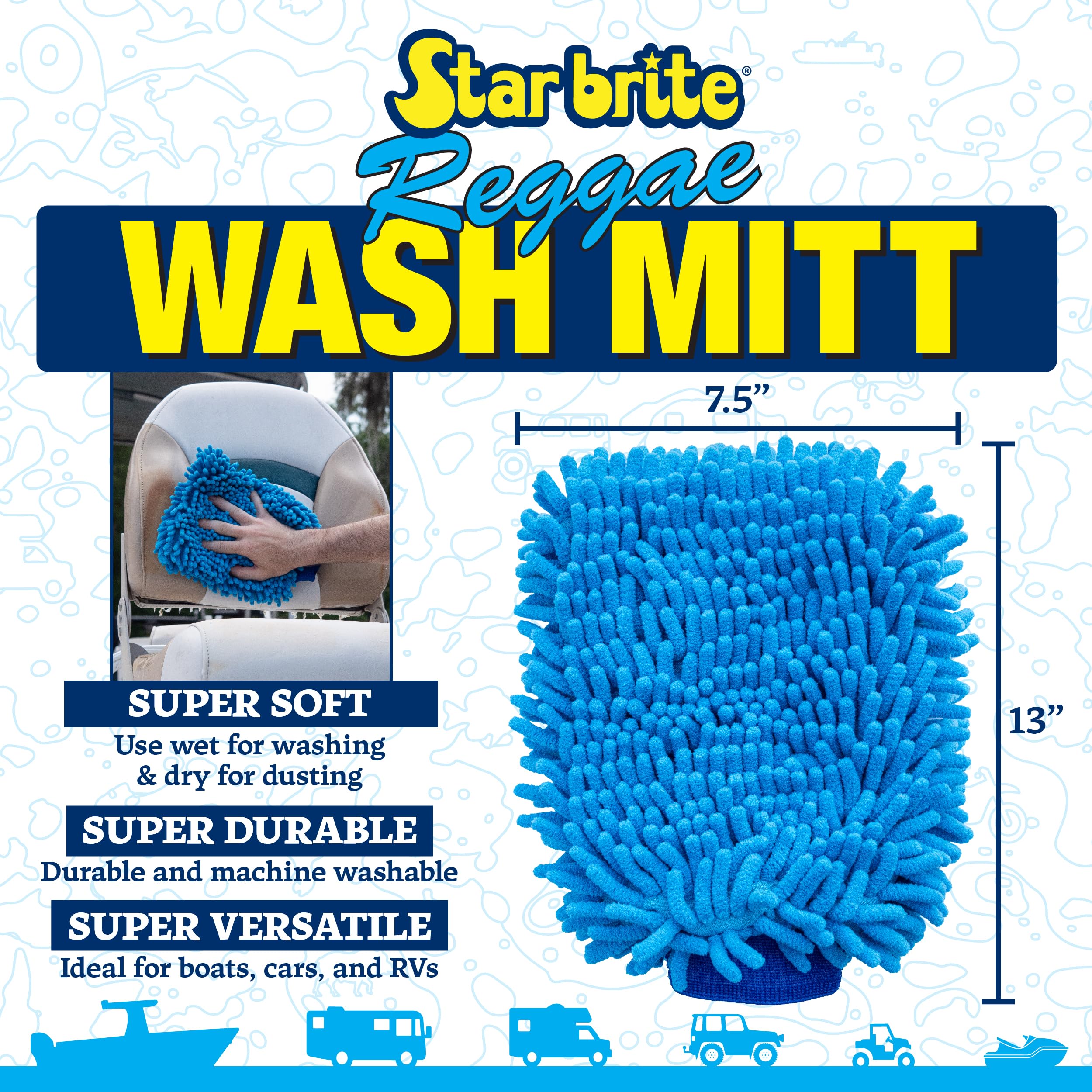 Microfiber STAR BRITE Reggae Wash Mitt (Blue) (040105)