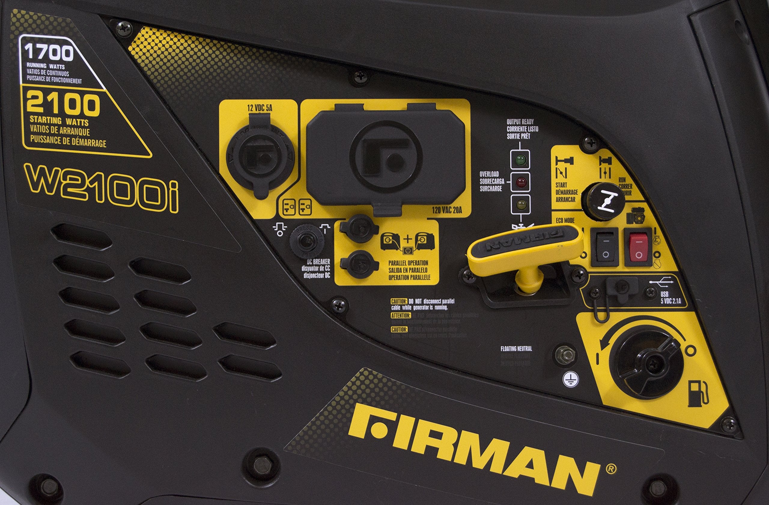 Whisper Series Firman 1700/2100 Watt Inverter Generator, Yellow