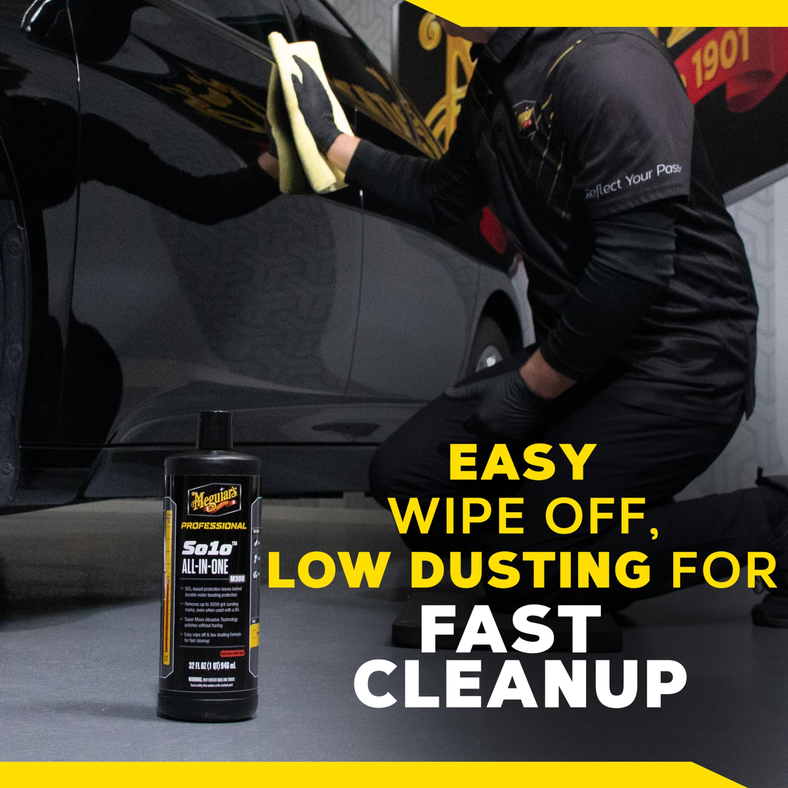 Meguiar's So1o Professional All-in-One M300 - SiO2-Based Formula Removes Paint Defects and Delivers Durable, Water-Beading Protection, Get Compounding, Polishing, and Protecting in One Step - 32oz