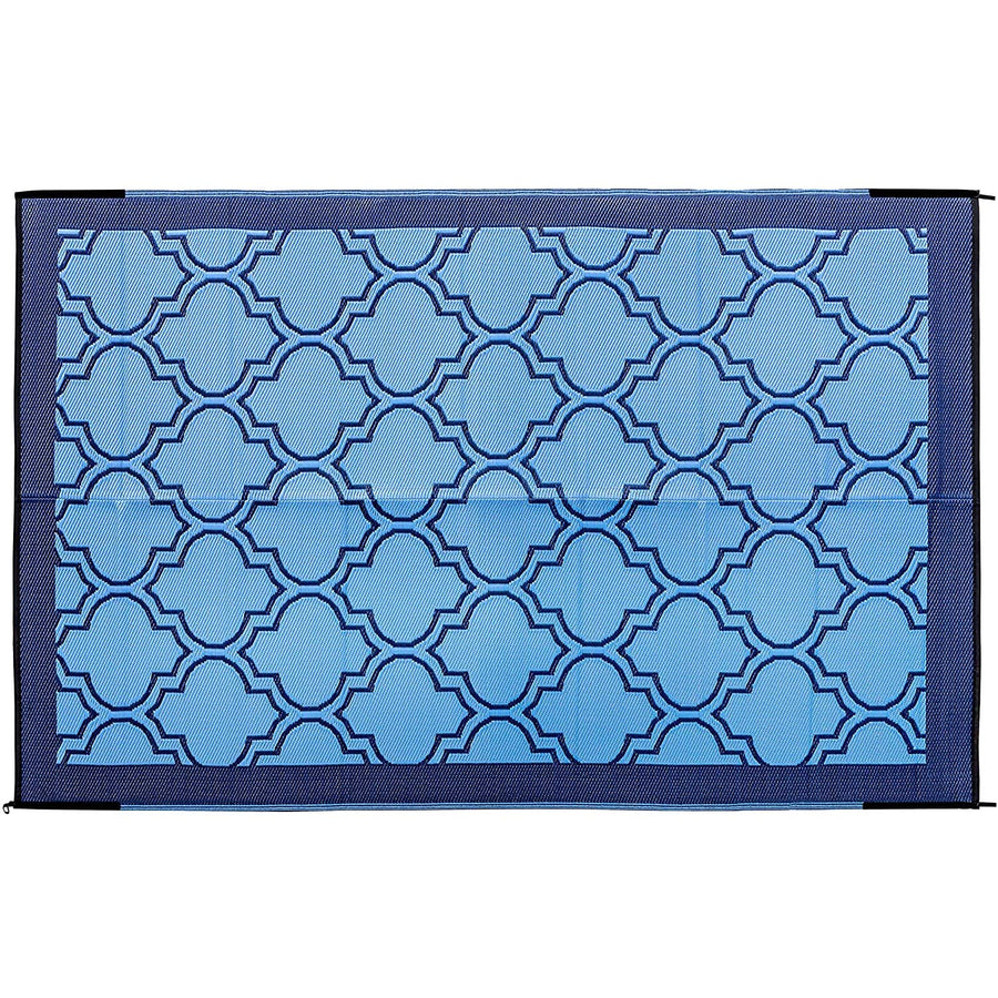Camco Reversible Large Outdoor Patio Mat - Easy to Clean, Perfect for Picnics, Cookouts, Camping, and The Beach (6' x 9', Lattice Blue Design) (42876)