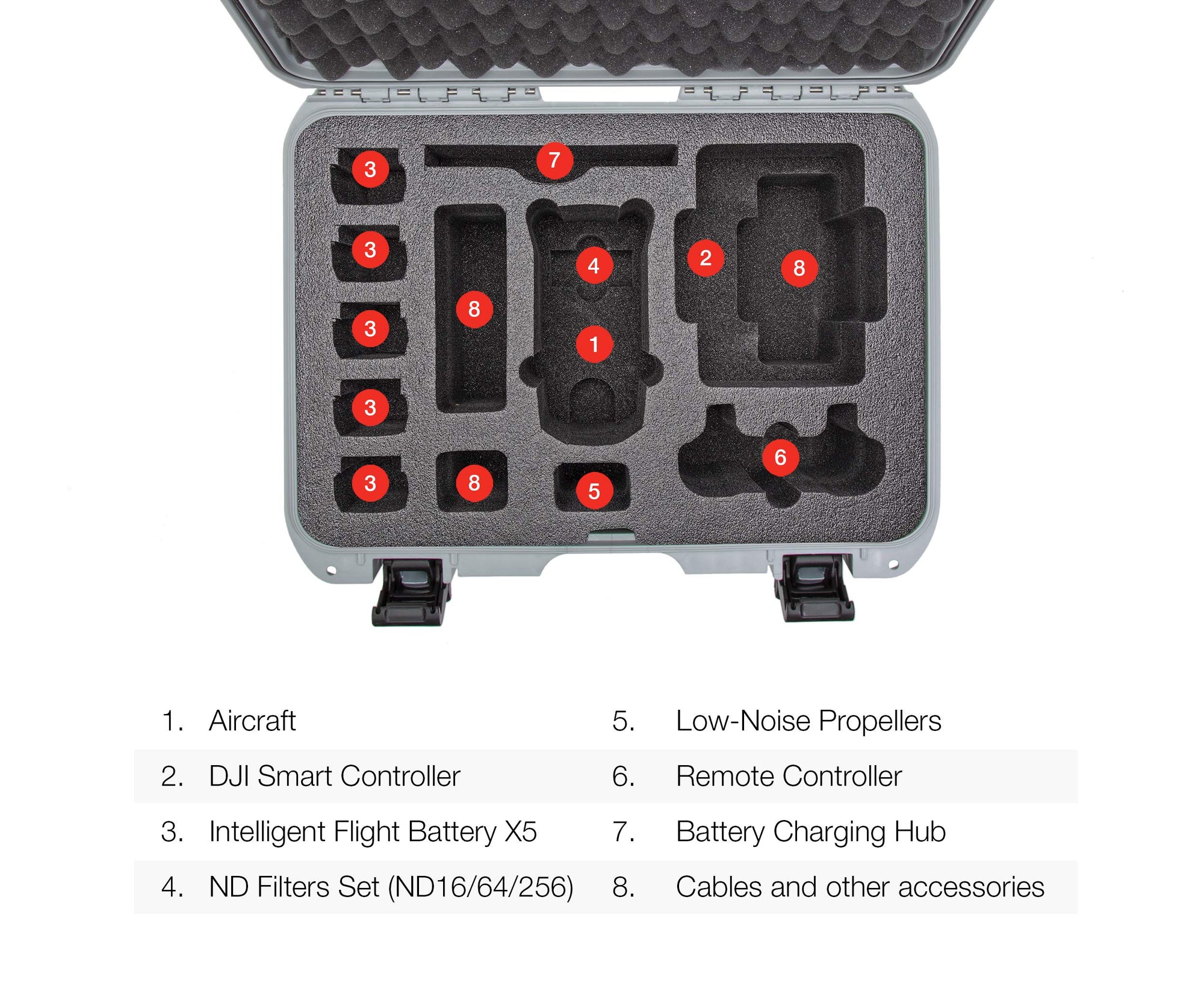 Nanuk Waterproof Hard Case 925 with Foam Insert for DJI Mavic Air 2 + Smart Controller - Silver (925-MAVIA25)