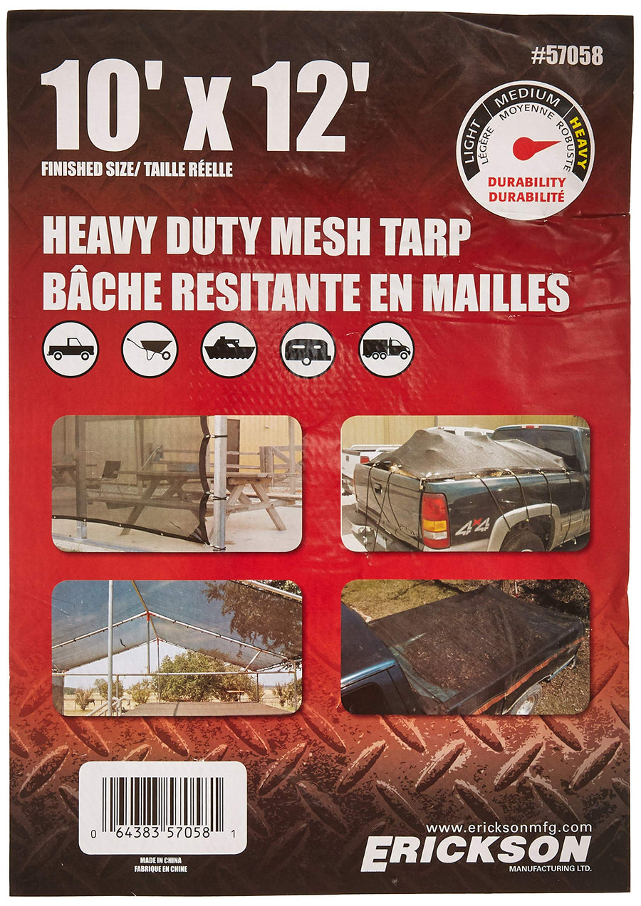 Heavy Duty Erickson 57058 Mesh Tarp, 10' x 12'