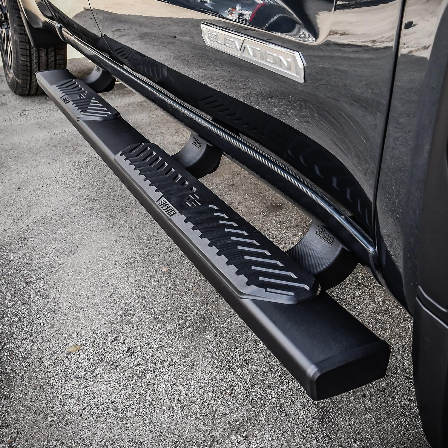 Black Westin R5 Nerf Step Bars Silverado/Sierra 1500 Double Cab 2019 (Excl. 2019 Silverado LD/Sierra 1500 Limited)