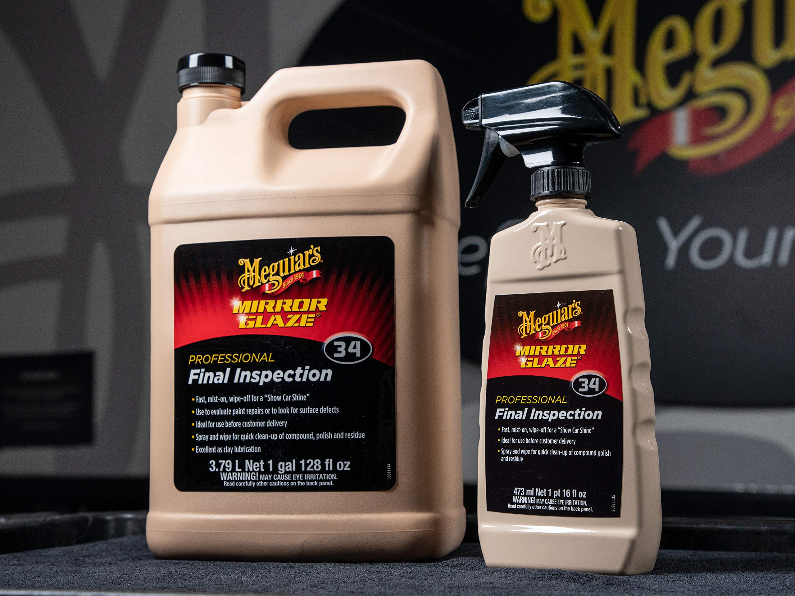 Meguiar's Final Inspection Mist & Wipe Professional M3401 - Quickly and Gently Remove Prints, Dust, and Smudges Leaving a Showroom Quality Shine - Safe as a Clay Bar Lubricant, 128 Oz, 1 Gallon
