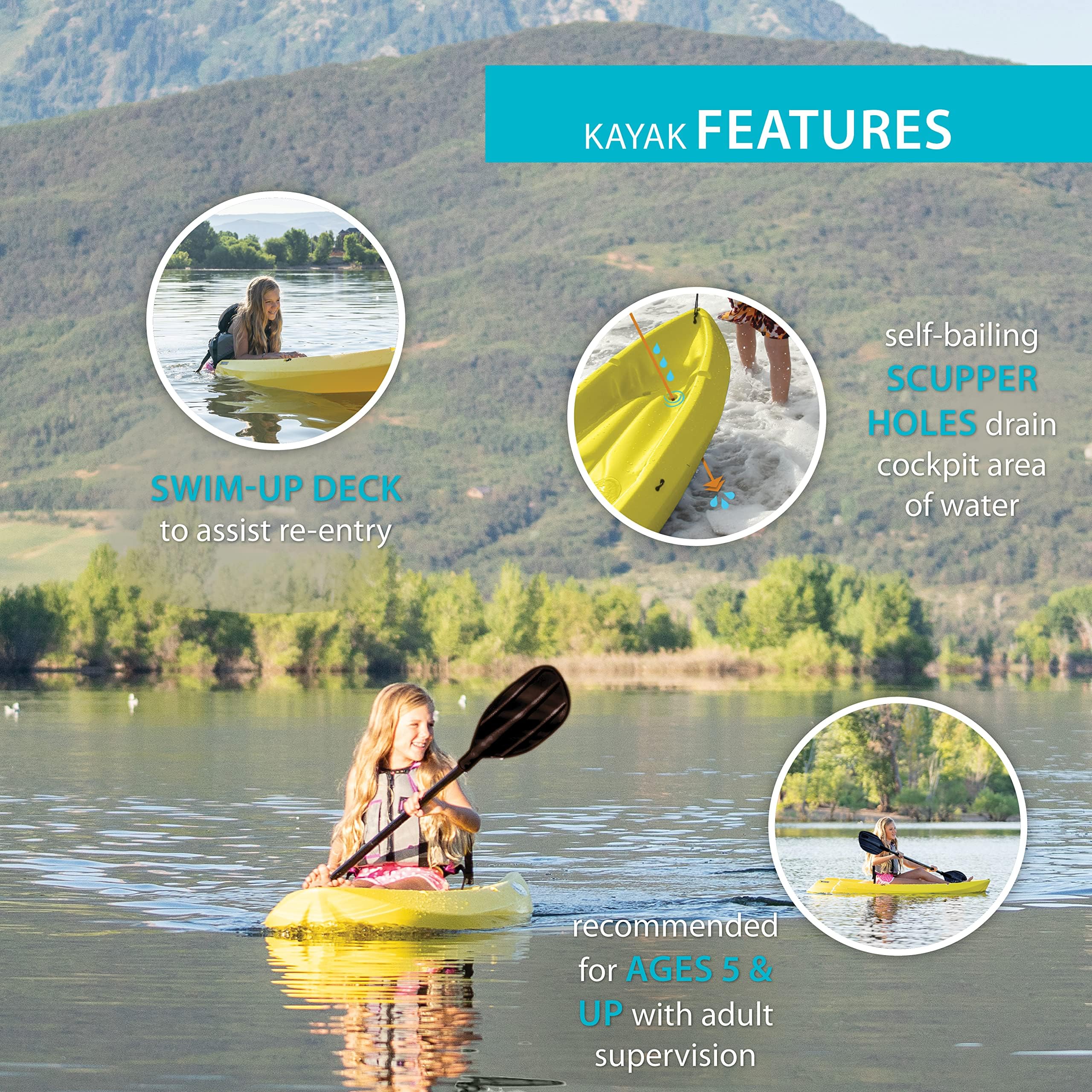 Youth 6 Foot Lifetime Kayak Yellow