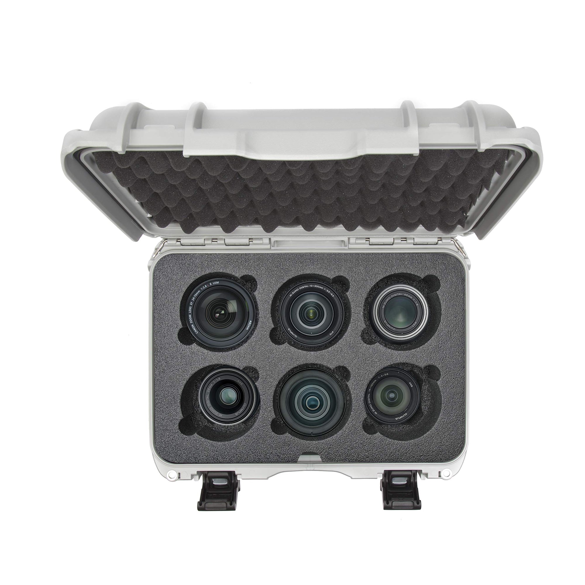 Waterproof Nanuk 918 Hard Case with Custom Foam Insert for 6 Lenses - Silver
