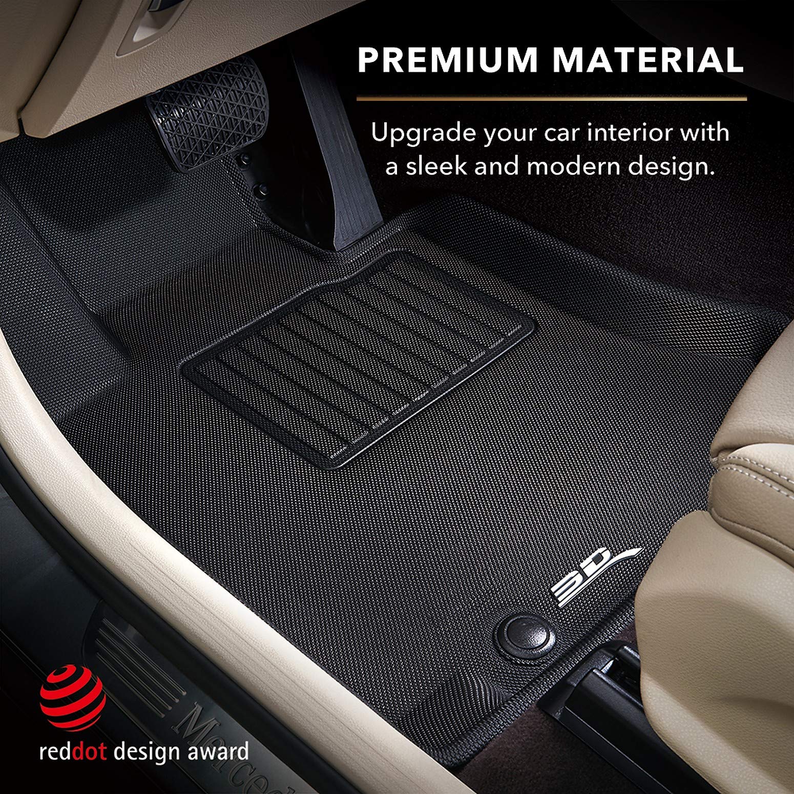 3D MAXpider Floor Mats All-Weather for Volkswagen Golf/Golf Alltrack/Golf GTI/Golf R/Golf Sportwagen 2015-2018 Custom Fit Car Liners, Kagu Series (1st & 2nd Row, Black)