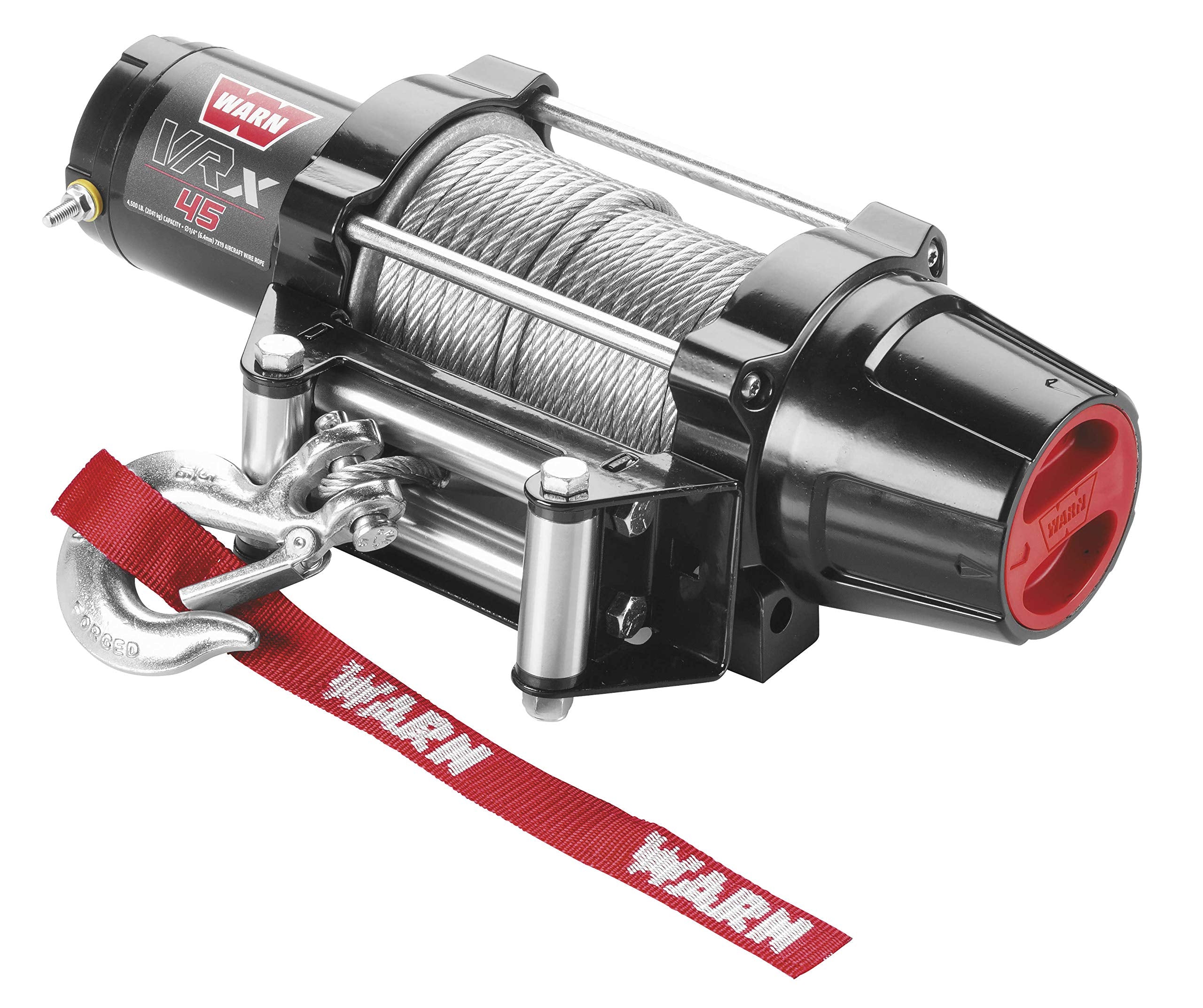 VRX 45 WARN Powersports Winch with Dash Mounted Switch and Steel Cable Wire Rope: 1/4" Diameter x 50' Length, 2.25 Ton (4,500 lb) Capacity